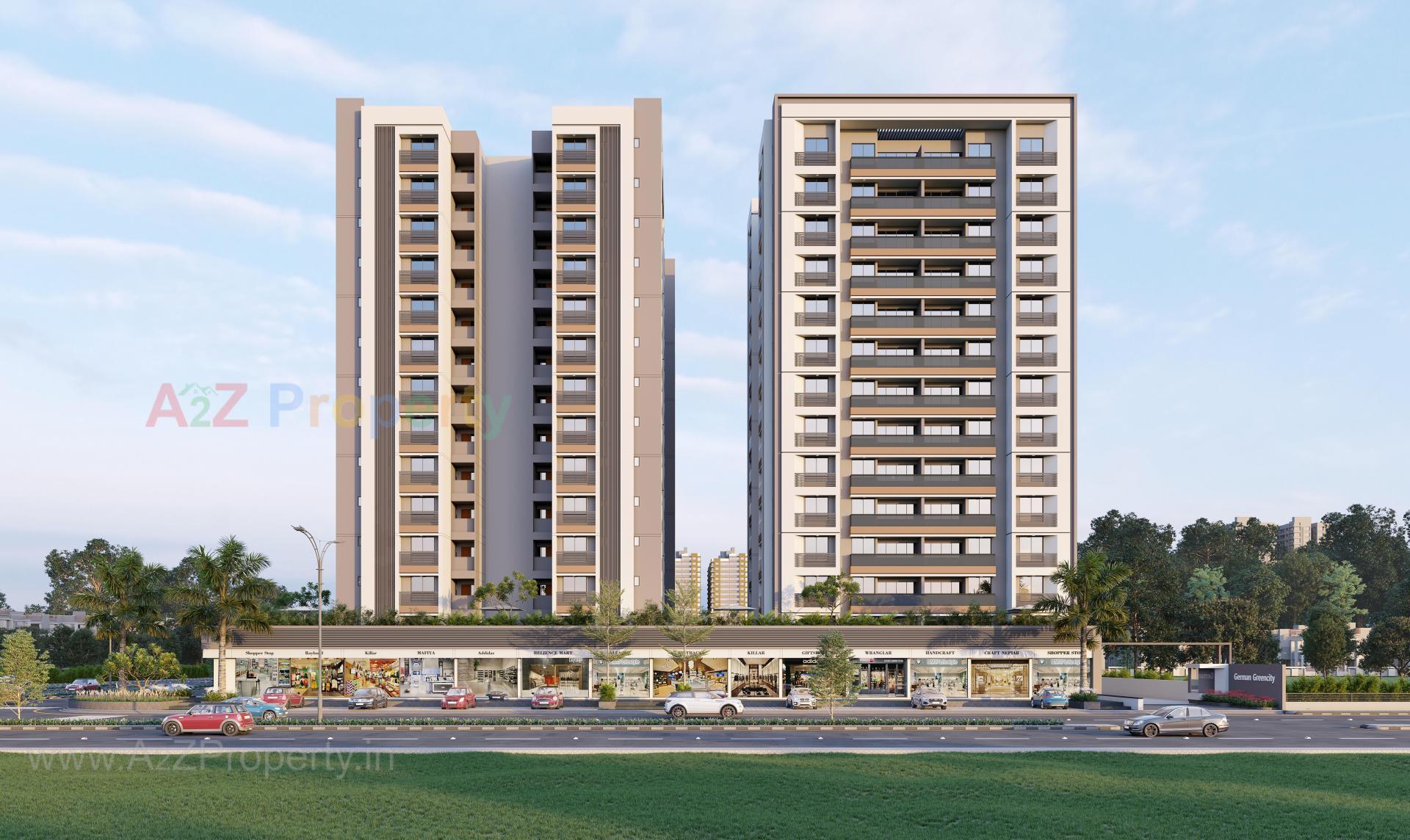 3D Elevation of real estate project German Greencity located at Bhat, Gandhinagar, Gujarat