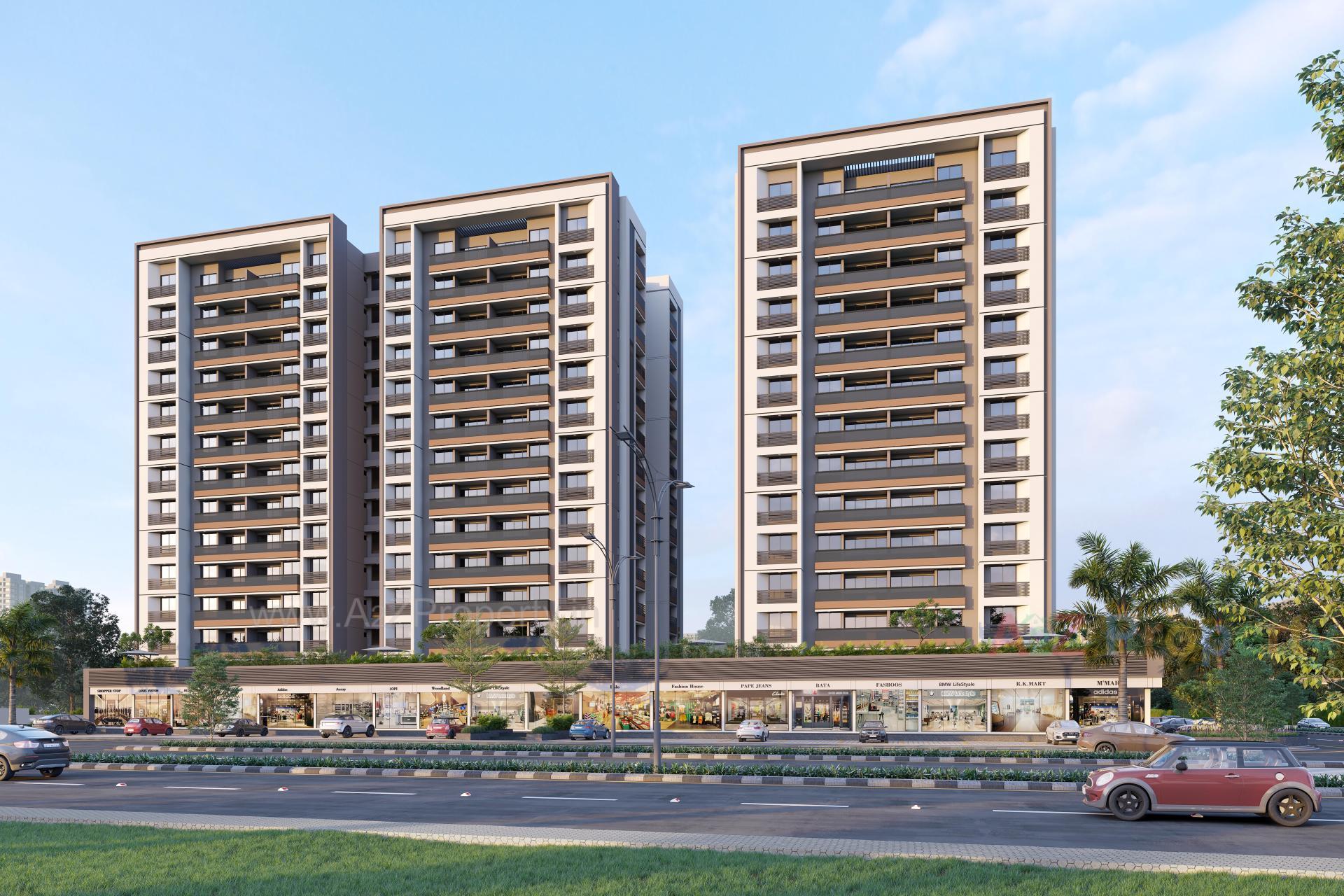 3D Elevation of real estate project German Greencity located at Bhat, Gandhinagar, Gujarat