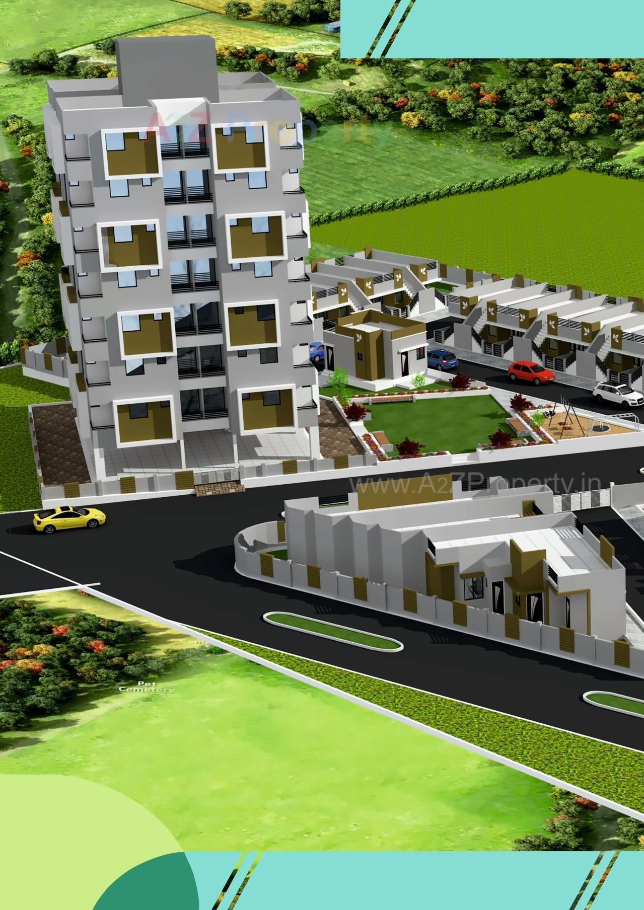3D Elevation of real estate project Gokul Residency located at Kolavada, Gandhinagar, Gujarat