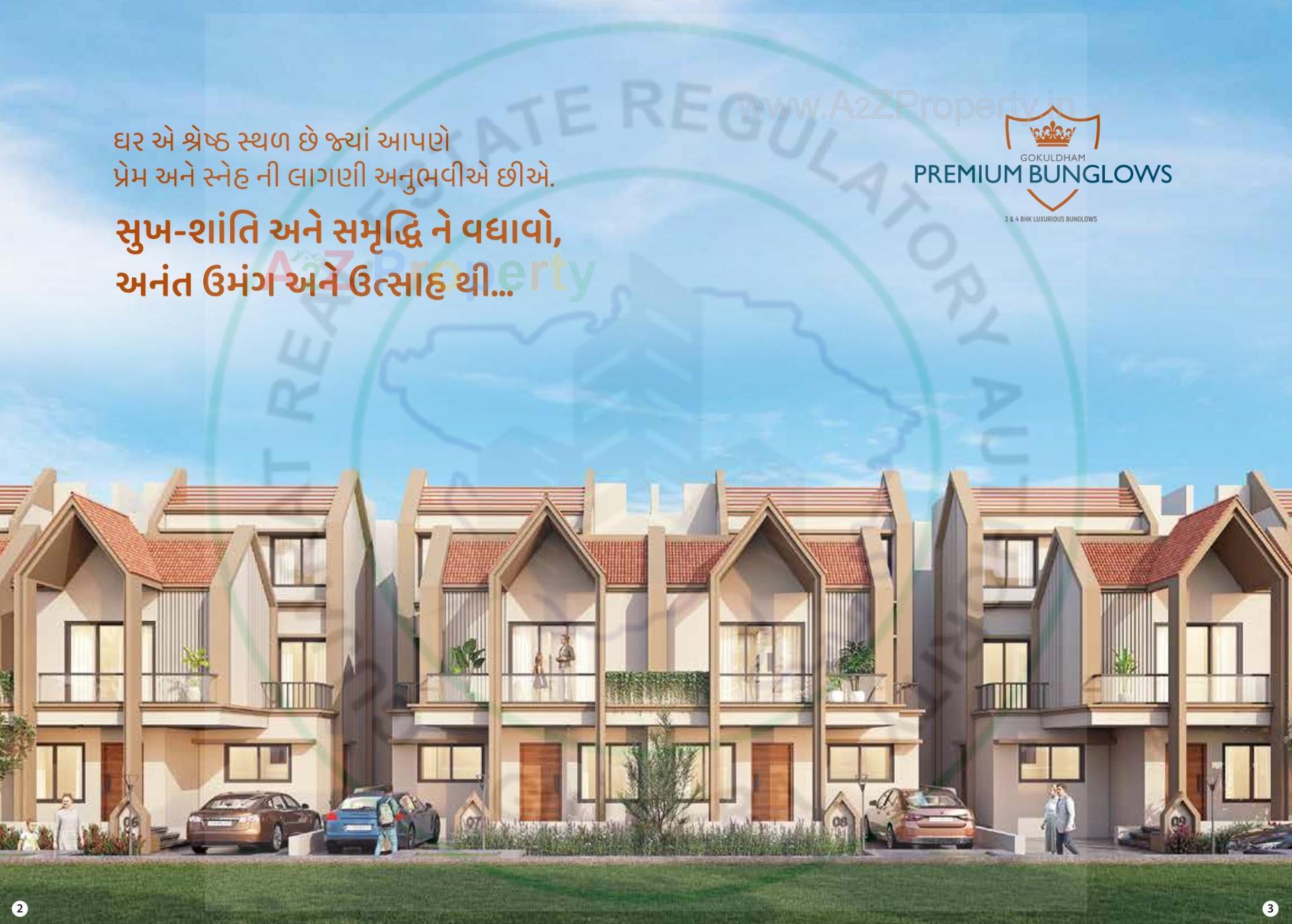 3D Elevation of real estate project Gokuldham Premium Bunglows located at Mansa, Gandhinagar, Gujarat