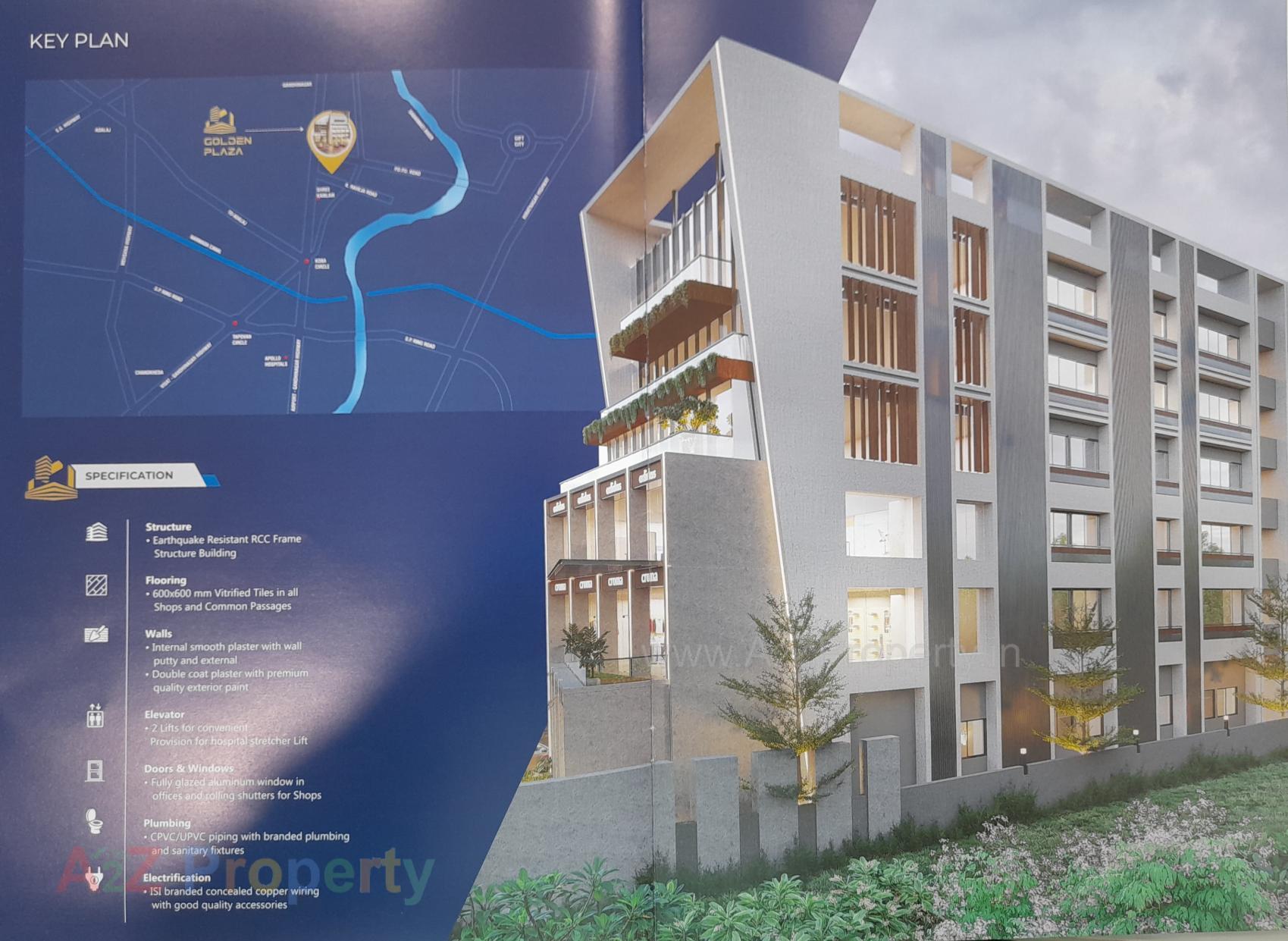 3D Elevation of real estate project Golden Plaza located at Koba, Gandhinagar, Gujarat