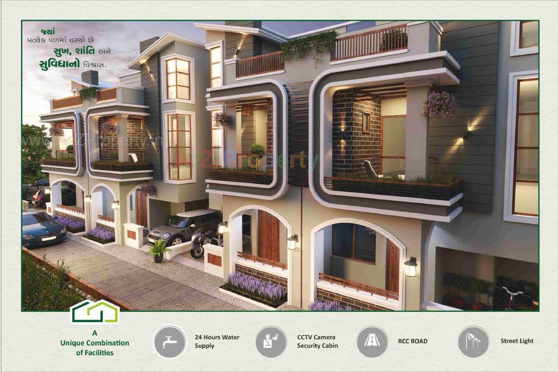 3D Elevation of real estate project Green Valley Bungalows located at Dehgam, Gandhinagar, Gujarat
