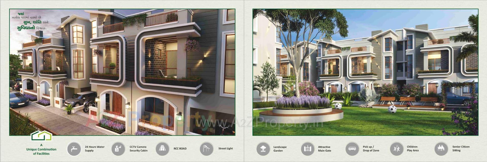 3D Elevation of real estate project Green Valley Bungalows located at Dehgam, Gandhinagar, Gujarat