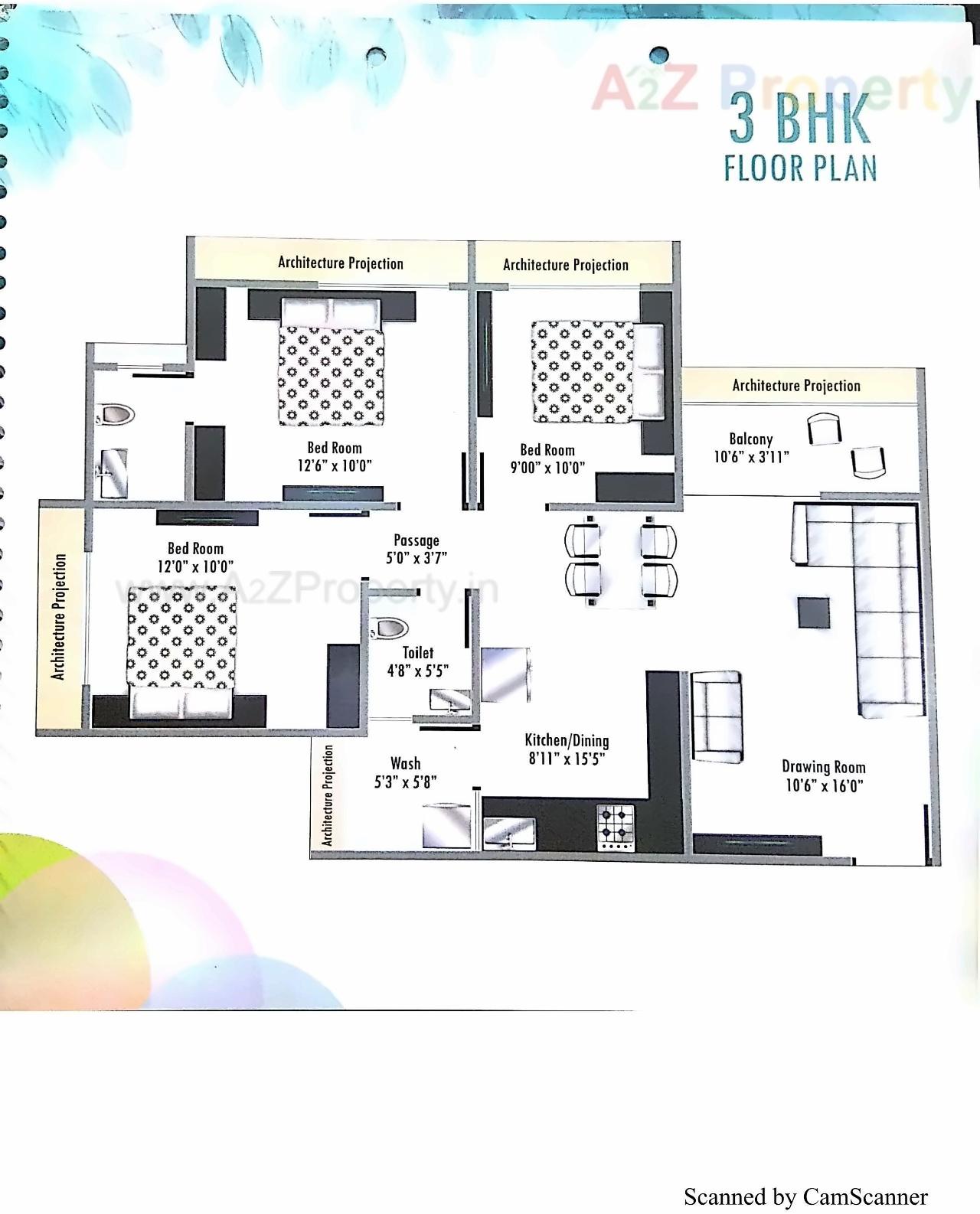 Layout of real estate project Jeet Residency 3bhk located at Palaj, Gandhinagar, Gujarat