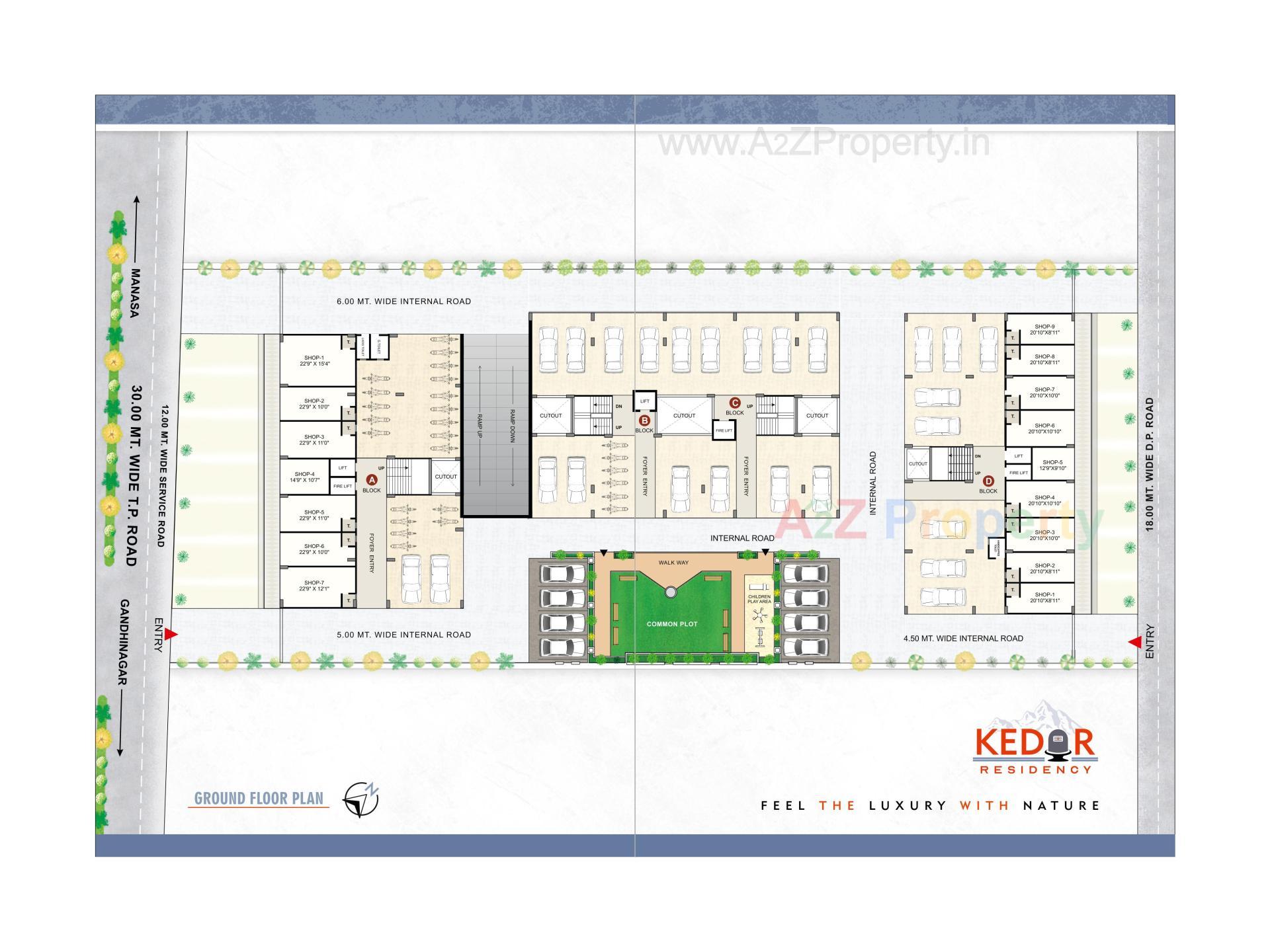 Layout of real estate project Kedar Residency located at Randheja, Gandhinagar, Gujarat