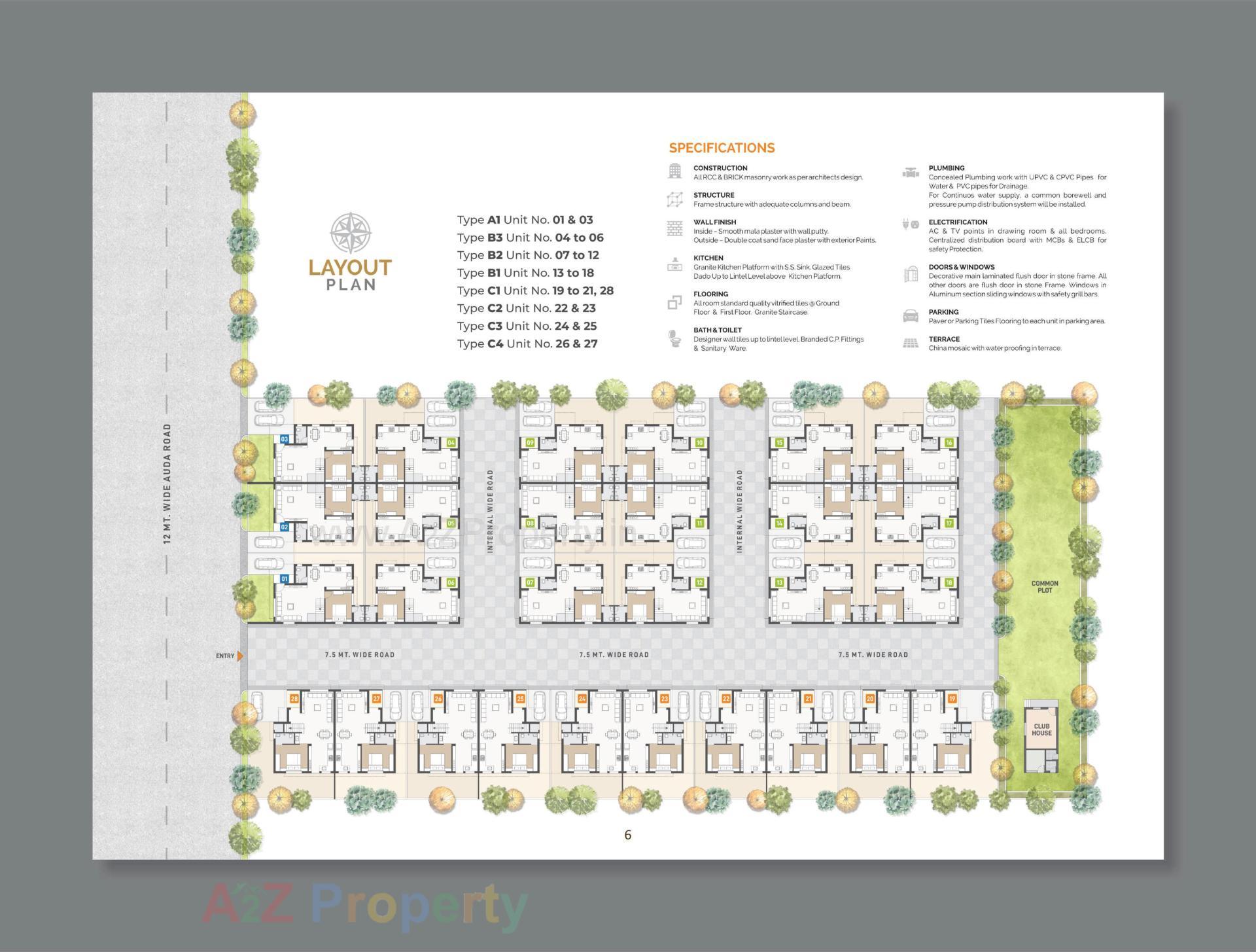 Layout of real estate project Keshvan Bungalows located at Kalol, Gandhinagar, Gujarat