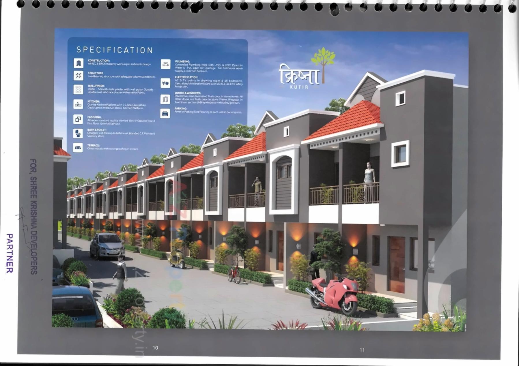 3D Elevation of real estate project Krishna Kutir located at Kalol, Gandhinagar, Gujarat
