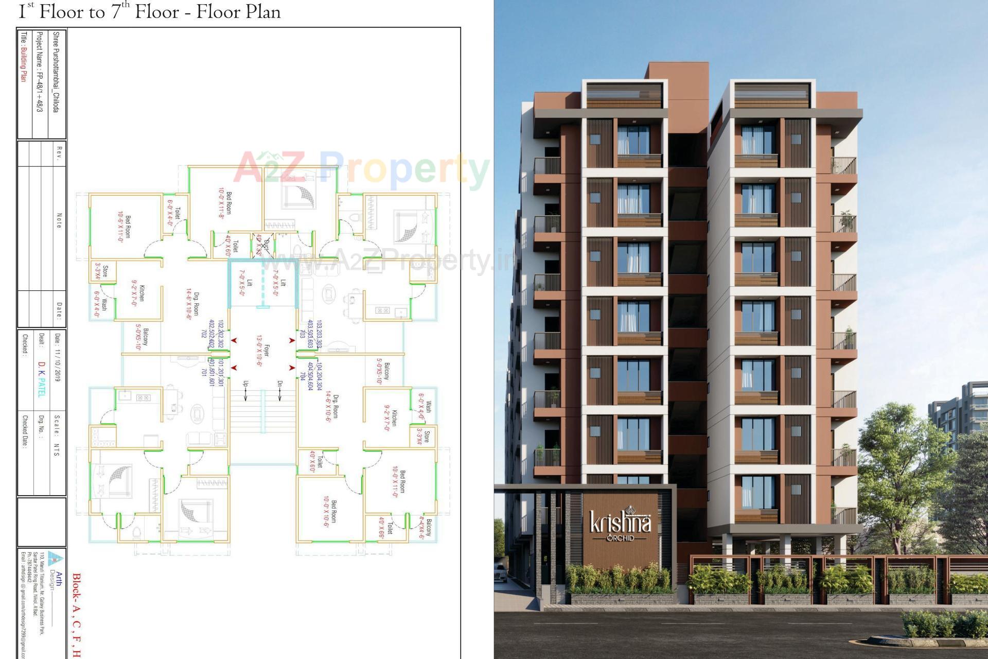 Layout of real estate project Krishna Orchid located at Nana-chiloda, Gandhinagar, Gujarat