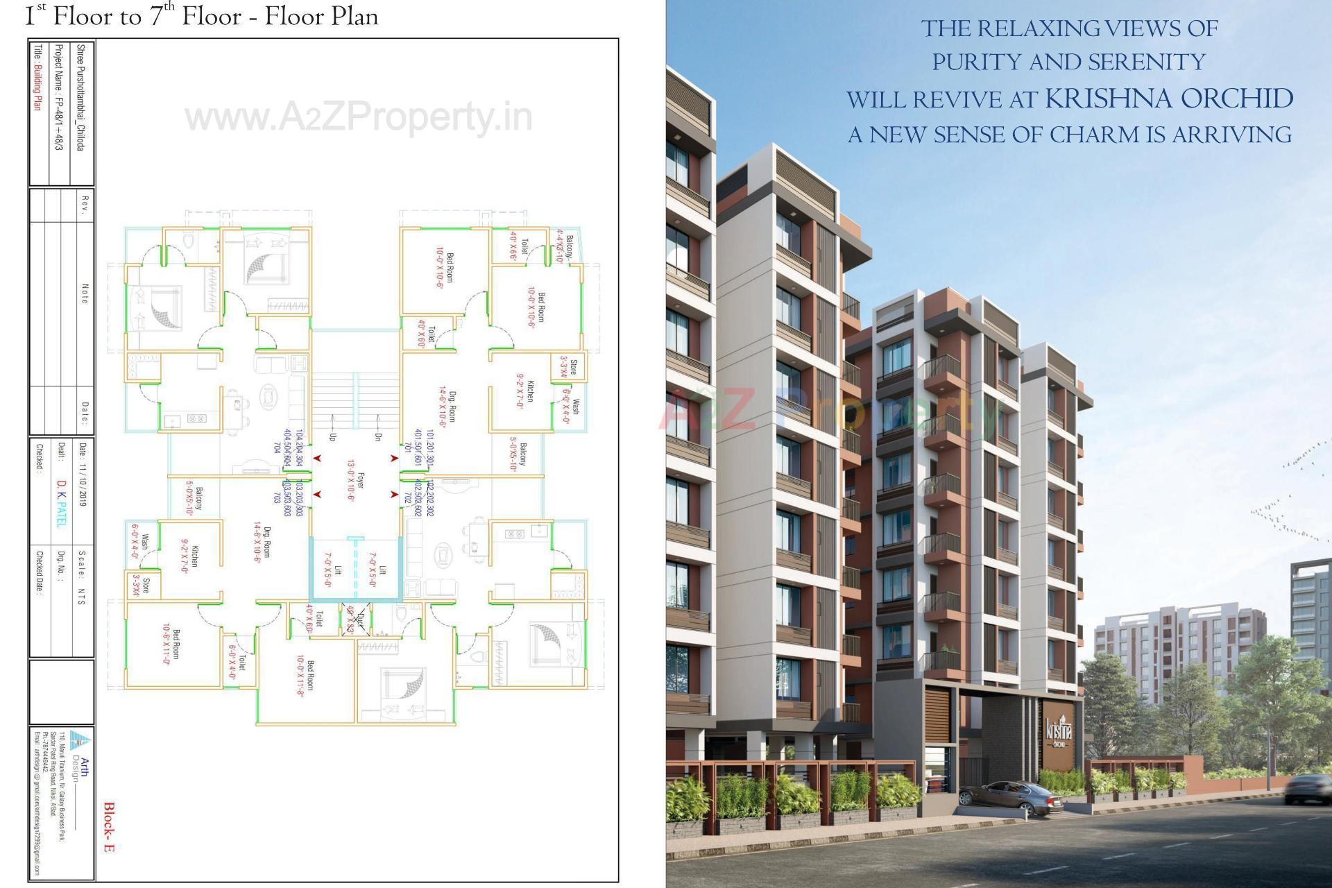 Layout of real estate project Krishna Orchid located at Nana-chiloda, Gandhinagar, Gujarat