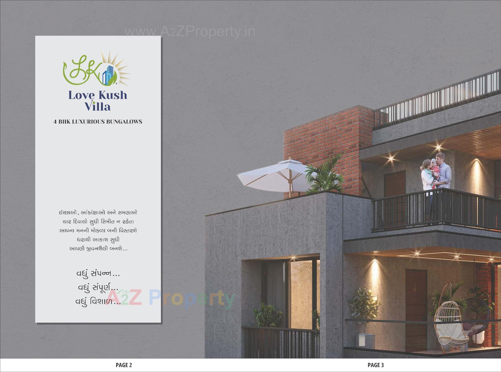 3D Elevation of real estate project Love Kush Villa located at Raysan, Gandhinagar, Gujarat
