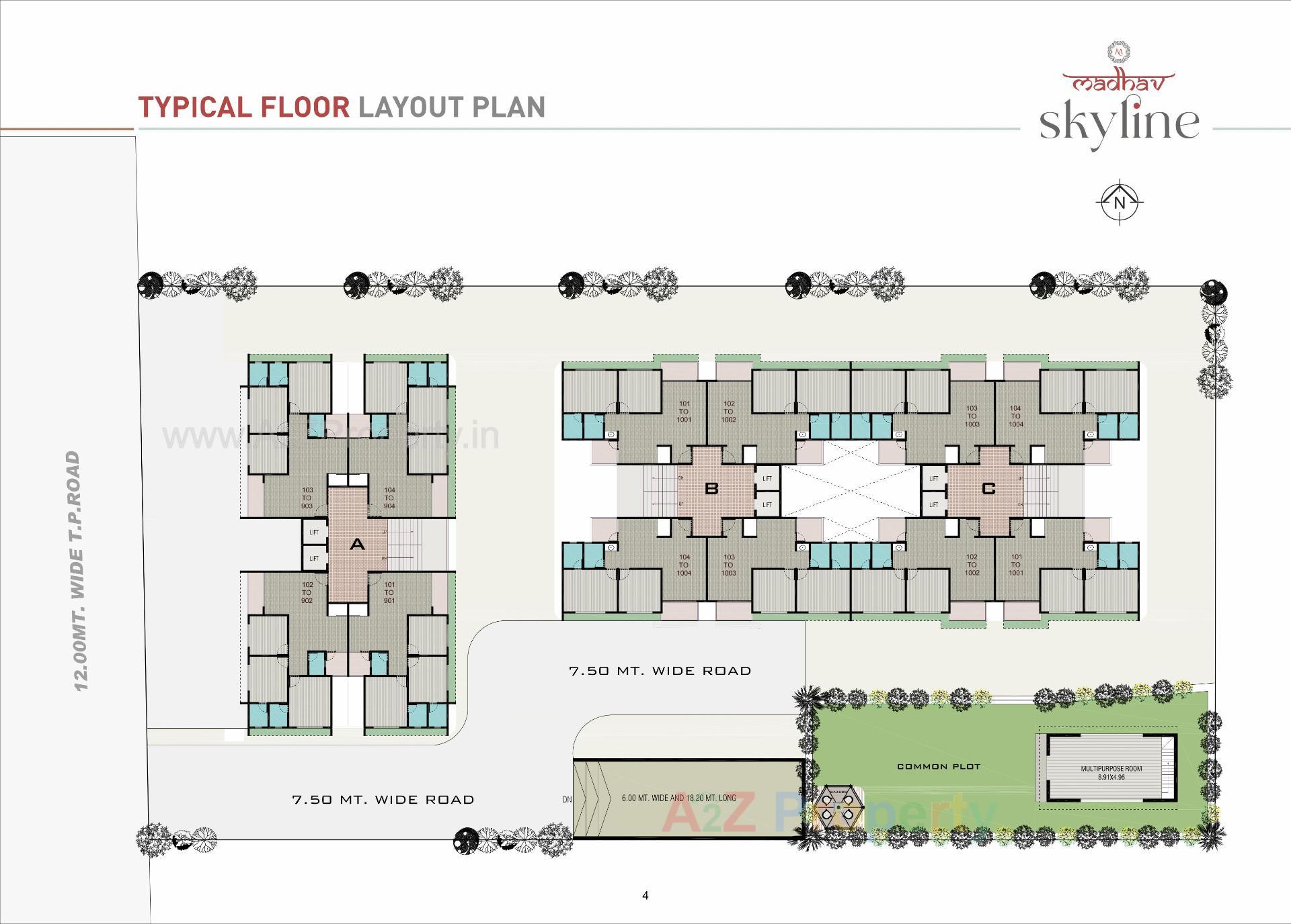 Layout of real estate project Madhav Skyline located at Raysan, Gandhinagar, Gujarat