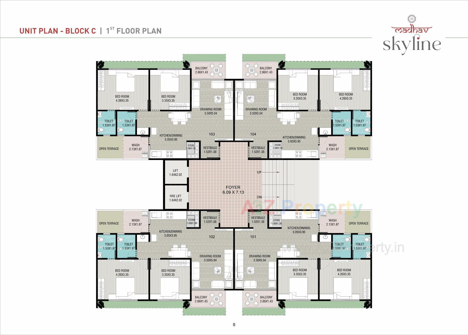 Layout of real estate project Madhav Skyline located at Raysan, Gandhinagar, Gujarat
