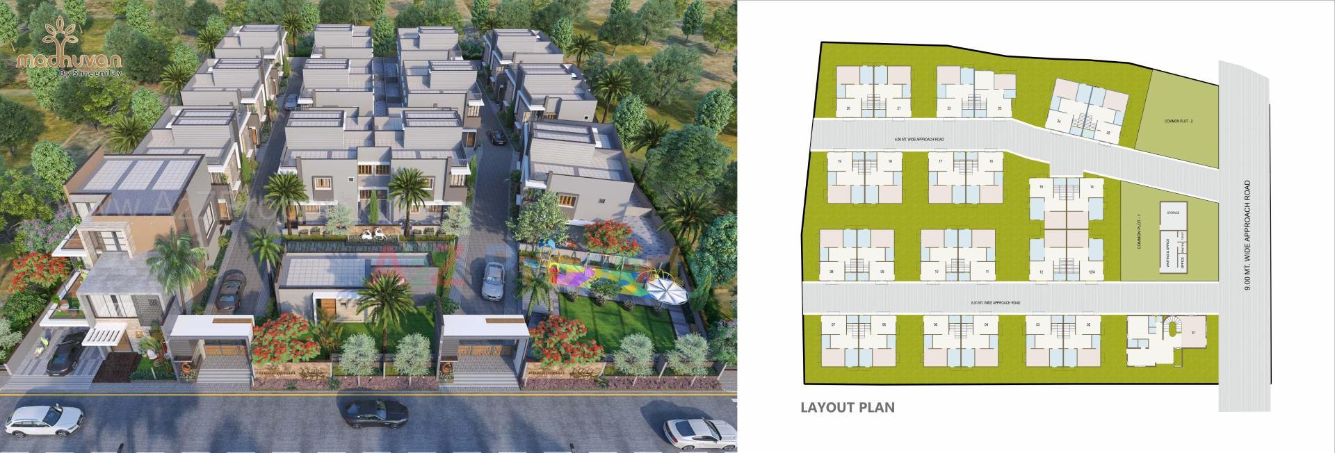 Layout of real estate project Madhuvan By Shreenilay located at Mansa, Gandhinagar, Gujarat