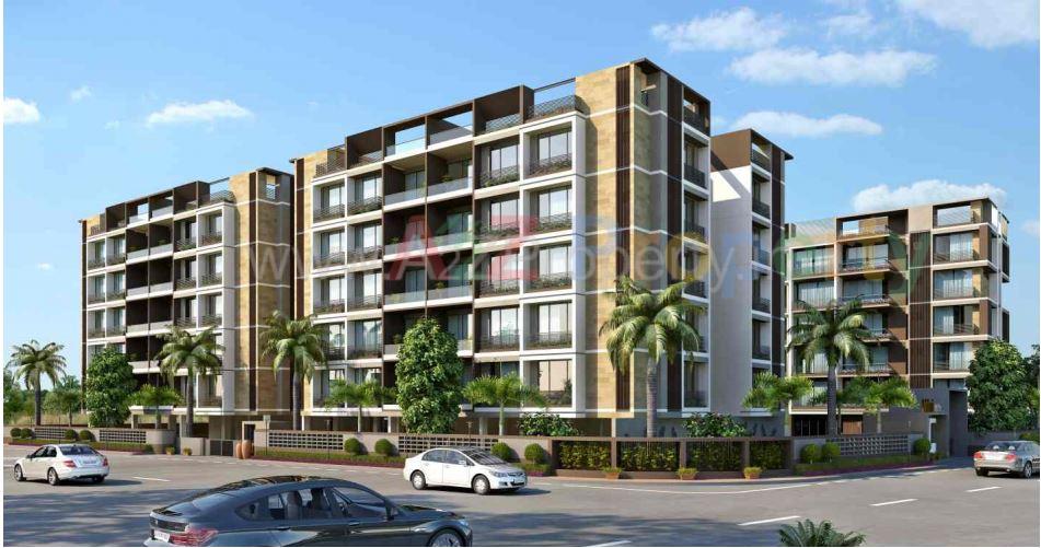 3D Elevation of real estate project Mahalaxmi Royal Palace located at Kudasan, Gandhinagar, Gujarat