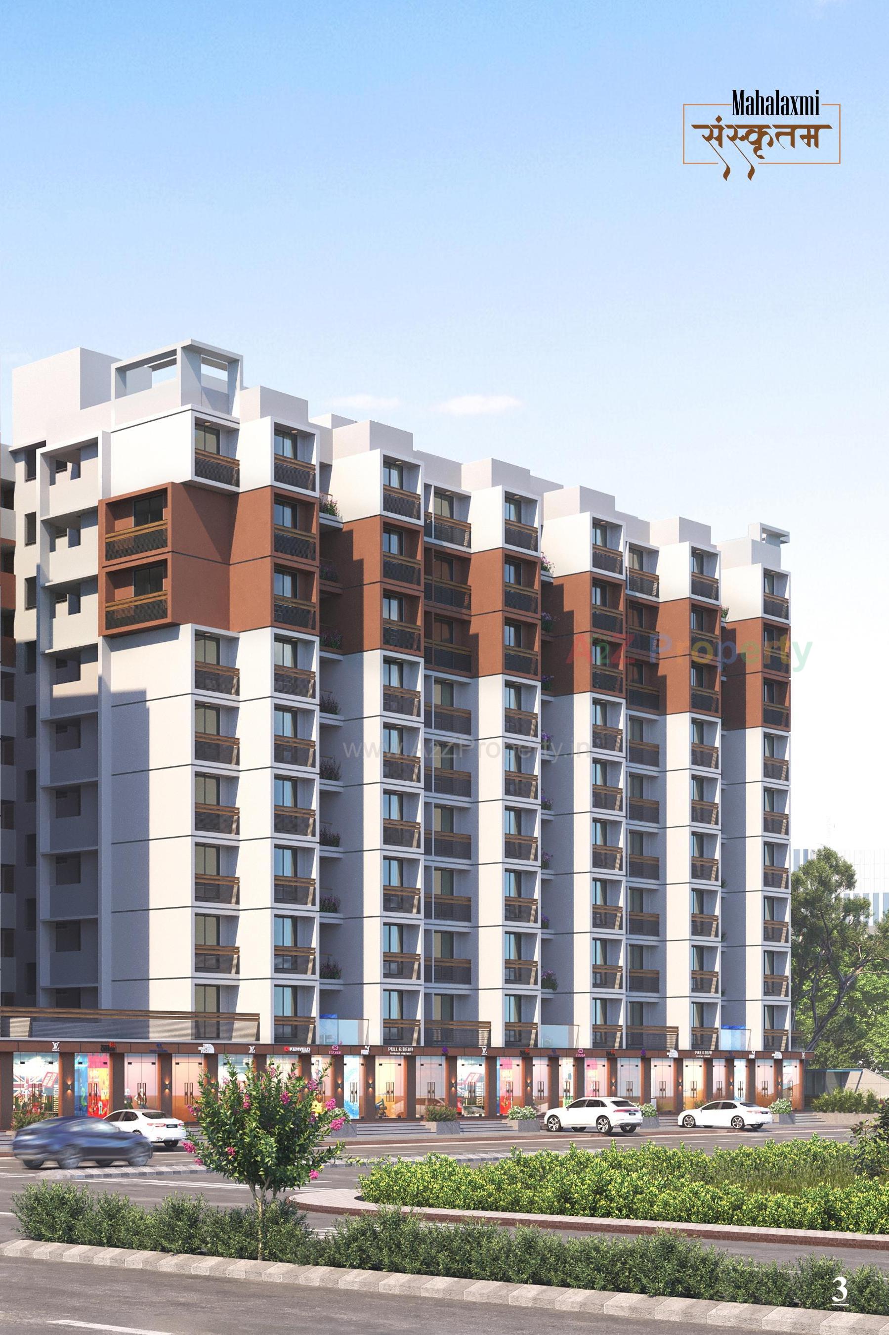 3D Elevation of real estate project Mahalaxmi Sanskrutam located at Pethapur, Gandhinagar, Gujarat