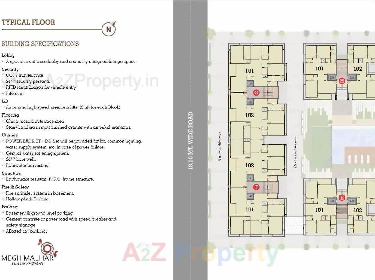 Layout of real estate project Megh Malhar located at Uvarsad, Gandhinagar, Gujarat
