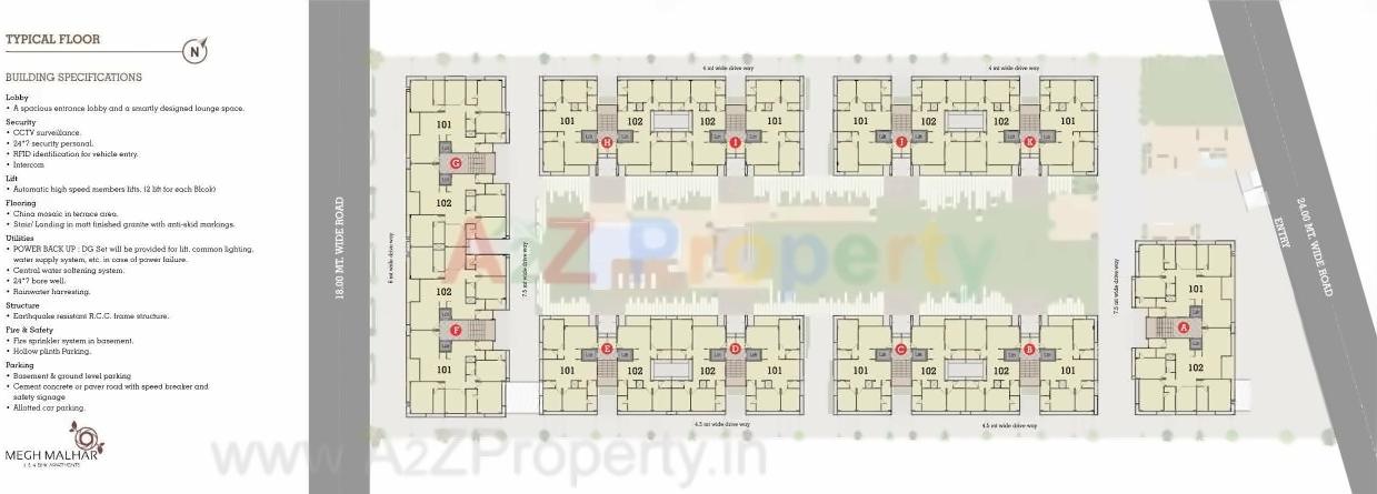 Layout of real estate project Megh Malhar located at Uvarsad, Gandhinagar, Gujarat