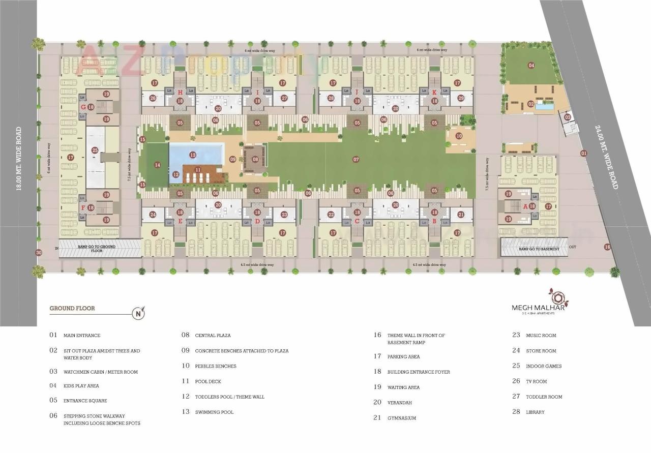 Layout of real estate project Megh Malhar located at Uvarsad, Gandhinagar, Gujarat