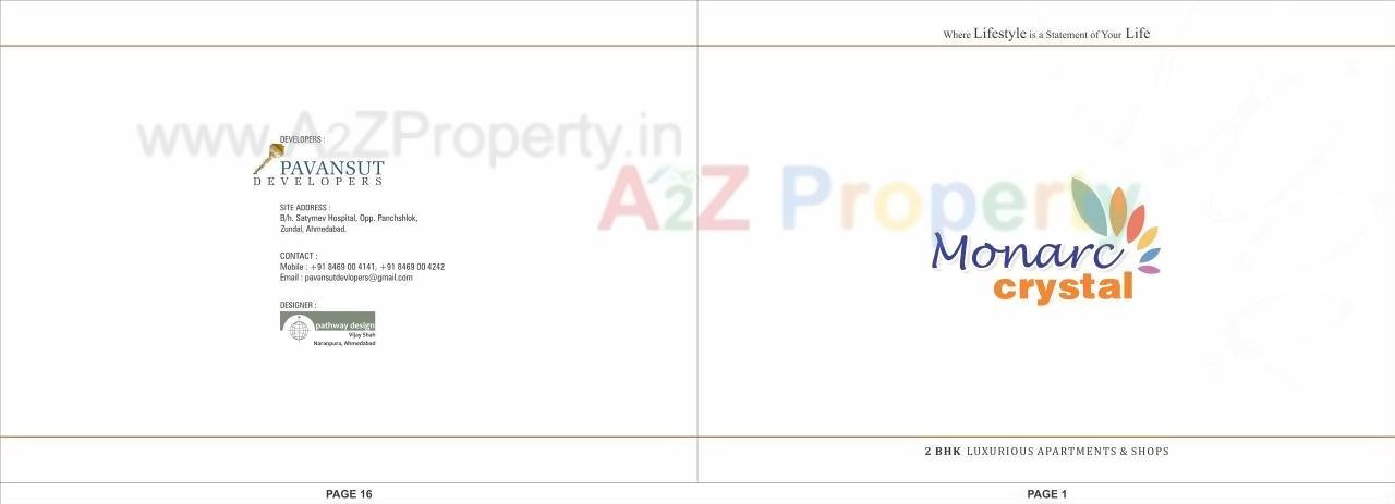  of real estate project Monarc Crystal located at Zundal, Gandhinagar, Gujarat