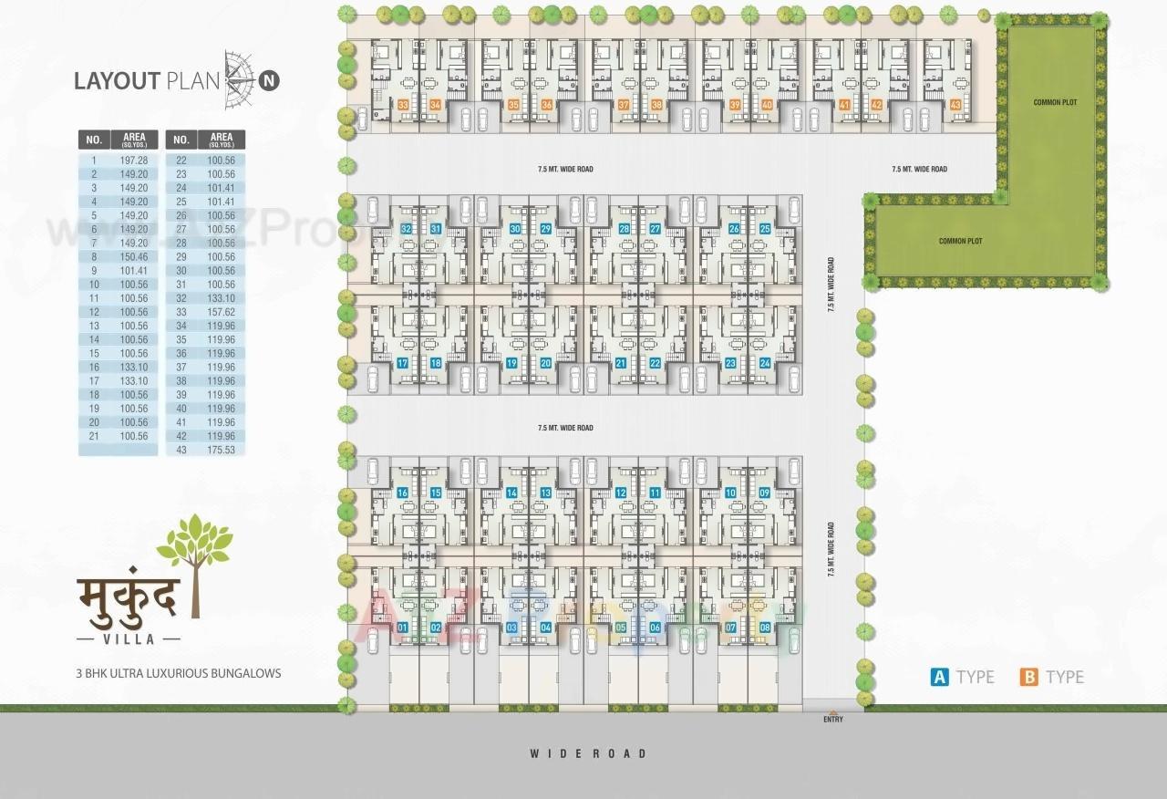 Layout of real estate project Mukund Villa located at Borisana, Gandhinagar, Gujarat
