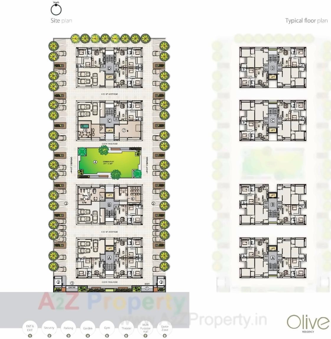 Layout of real estate project Olive Residency located at Zundal, Gandhinagar, Gujarat