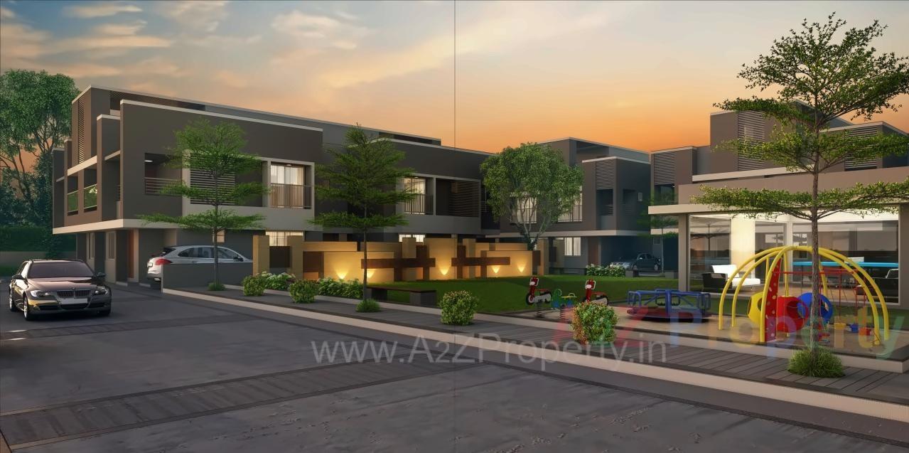 3D Elevation of real estate project Om Bungalows located at Pethapur, Gandhinagar, Gujarat