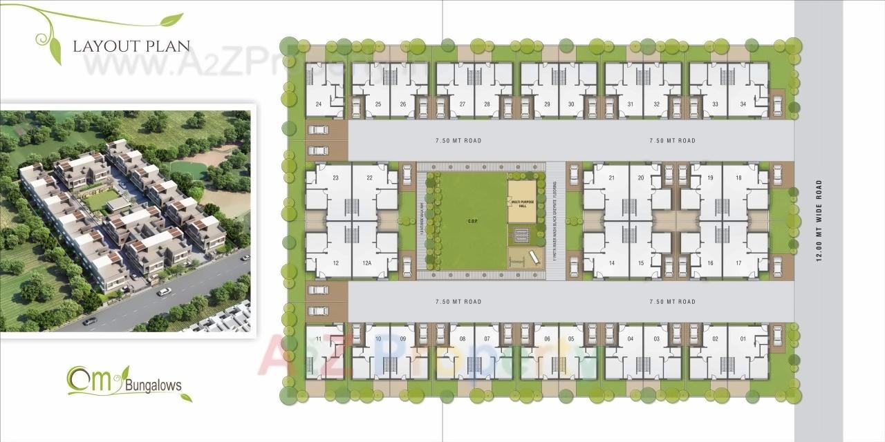 Layout of real estate project Om Bungalows located at Pethapur, Gandhinagar, Gujarat