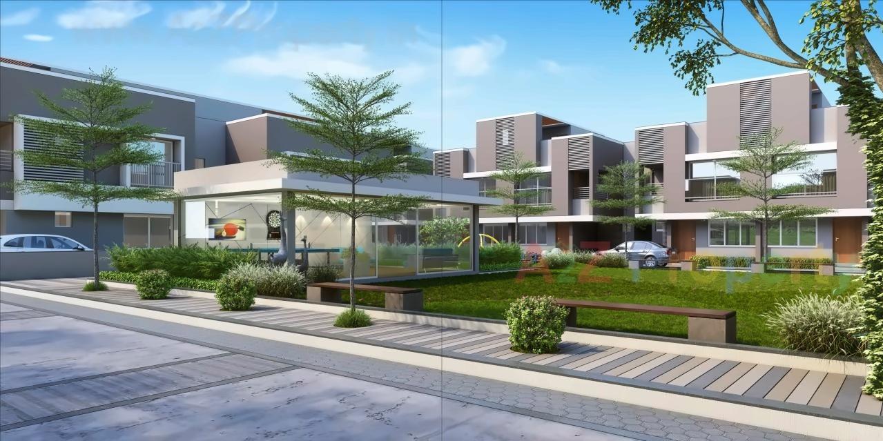 3D Elevation of real estate project Om Bungalows located at Pethapur, Gandhinagar, Gujarat