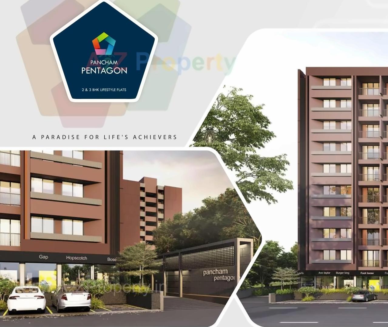 3D Elevation of real estate project Pancham Pentagon located at Zundal, Gandhinagar, Gujarat