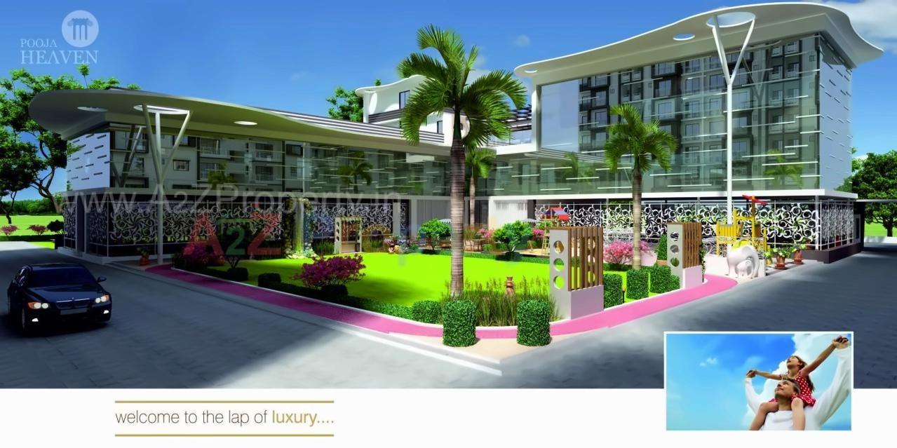 3D Elevation of real estate project Pooja Heaven located at Dehgam, Gandhinagar, Gujarat