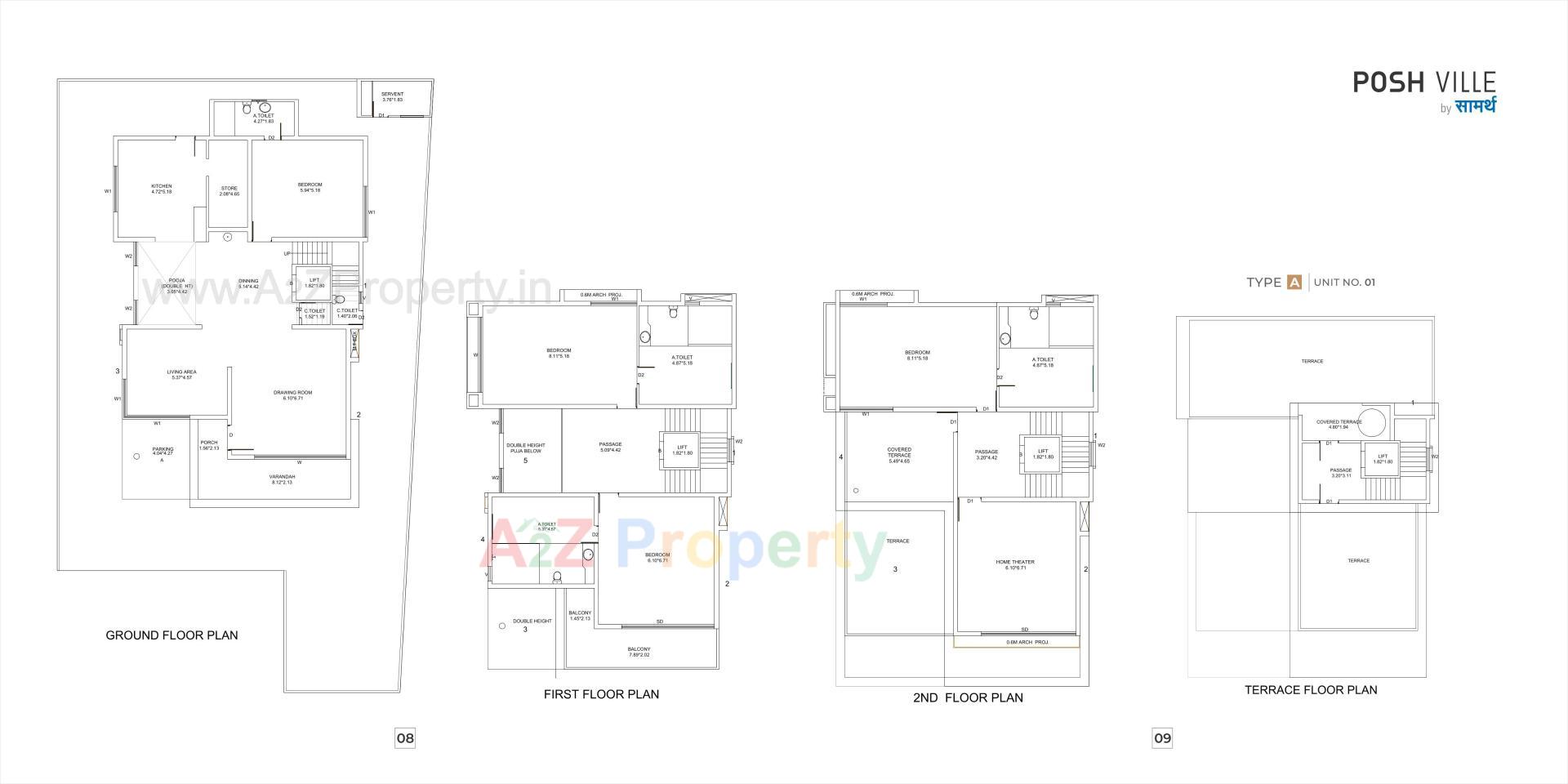 Layout of real estate project Posh Ville By Saamarth located at Raysan, Gandhinagar, Gujarat