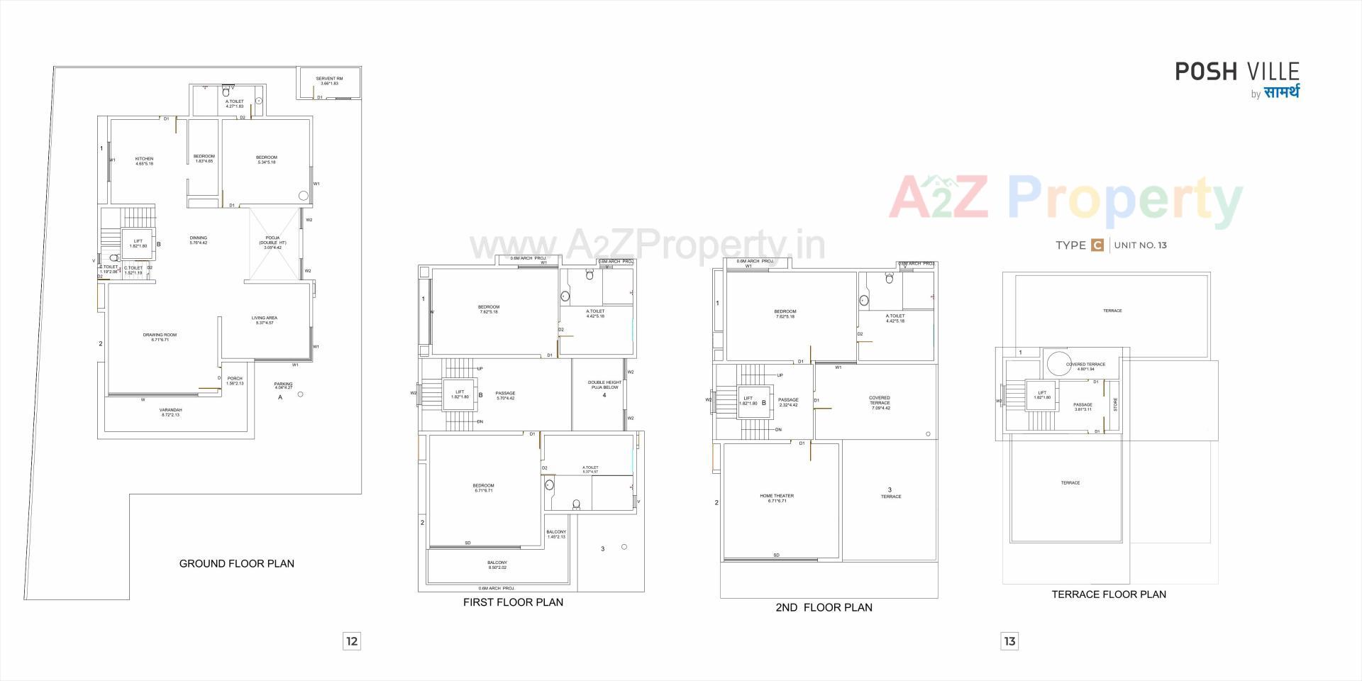 Layout of real estate project Posh Ville By Saamarth located at Raysan, Gandhinagar, Gujarat