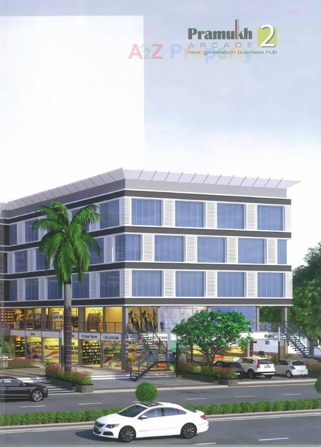 3D Elevation of real estate project Pramukh Arcade located at Dholakuva, Gandhinagar, Gujarat