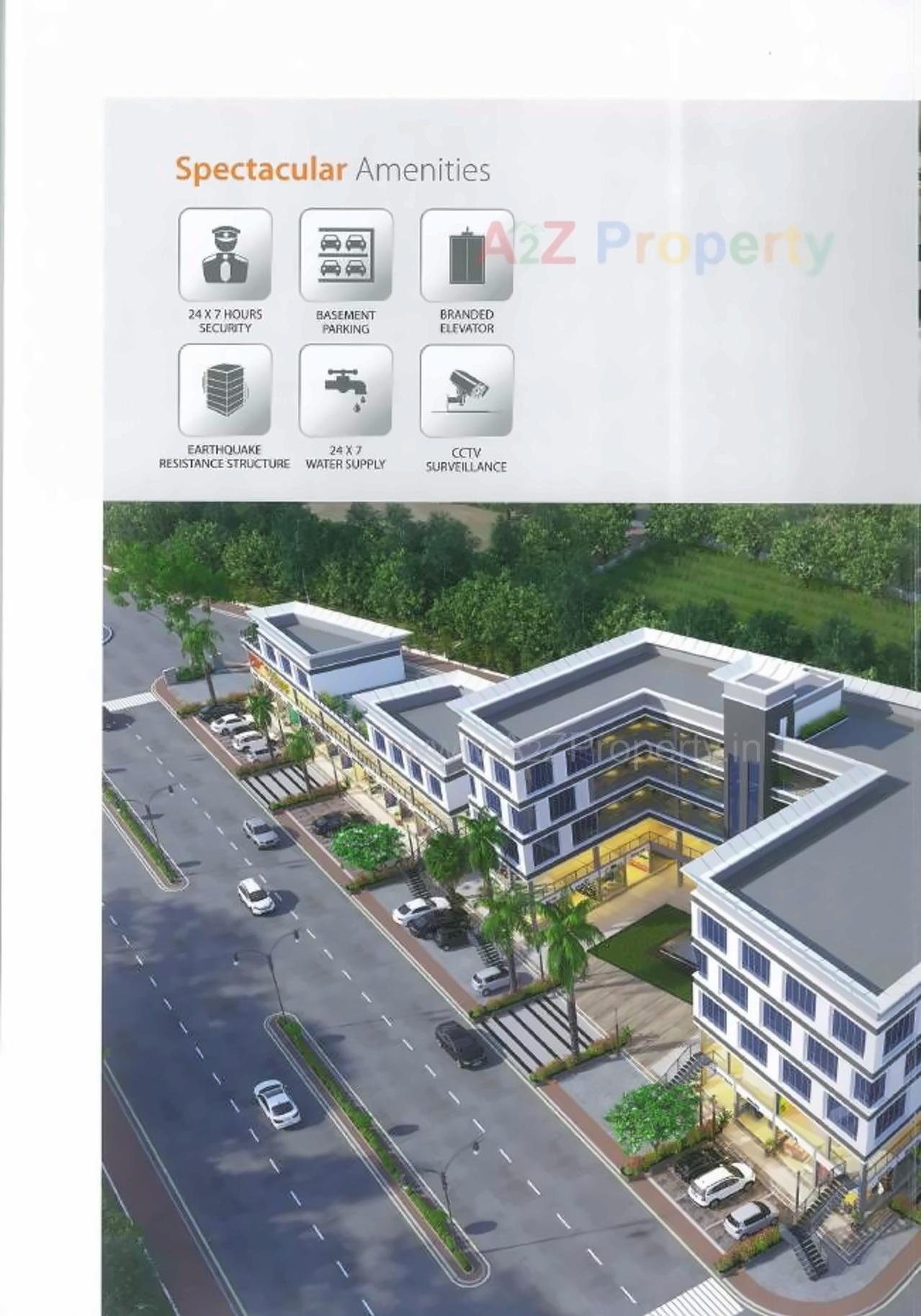 3D Elevation of real estate project Pramukh Arcade located at Dholakuva, Gandhinagar, Gujarat