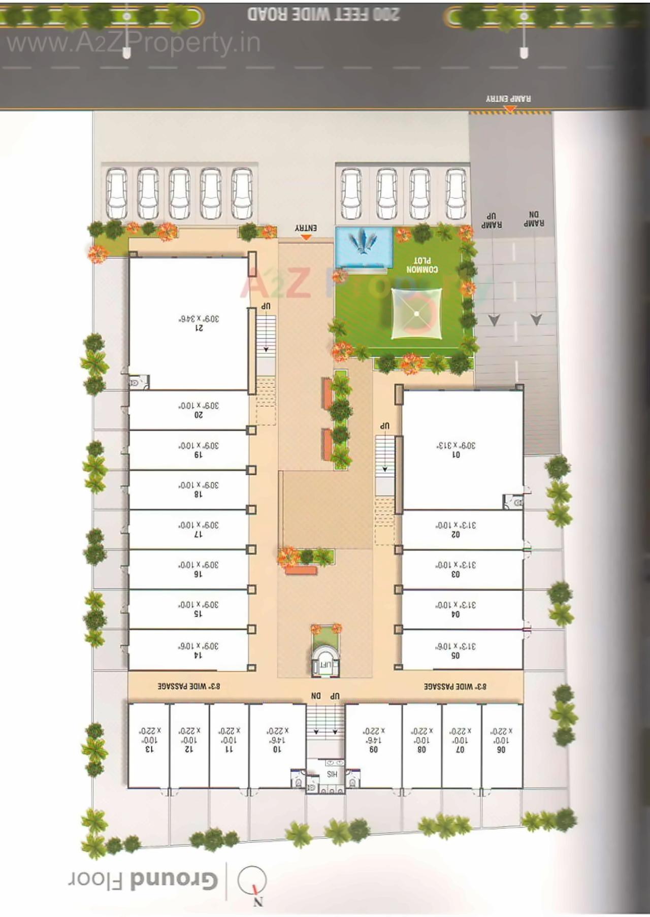 Layout of real estate project Pramukh Corporate located at Raisan, Gandhinagar, Gujarat