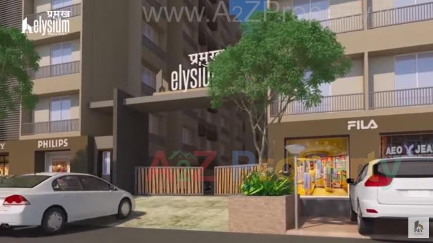 3D Elevation of real estate project Pramukh Elysium located at Uvarsad, Gandhinagar, Gujarat