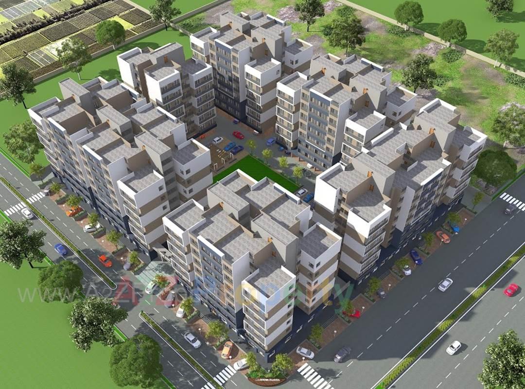 3D Elevation of real estate project Pramukh Glory located at Uvarsad, Gandhinagar, Gujarat