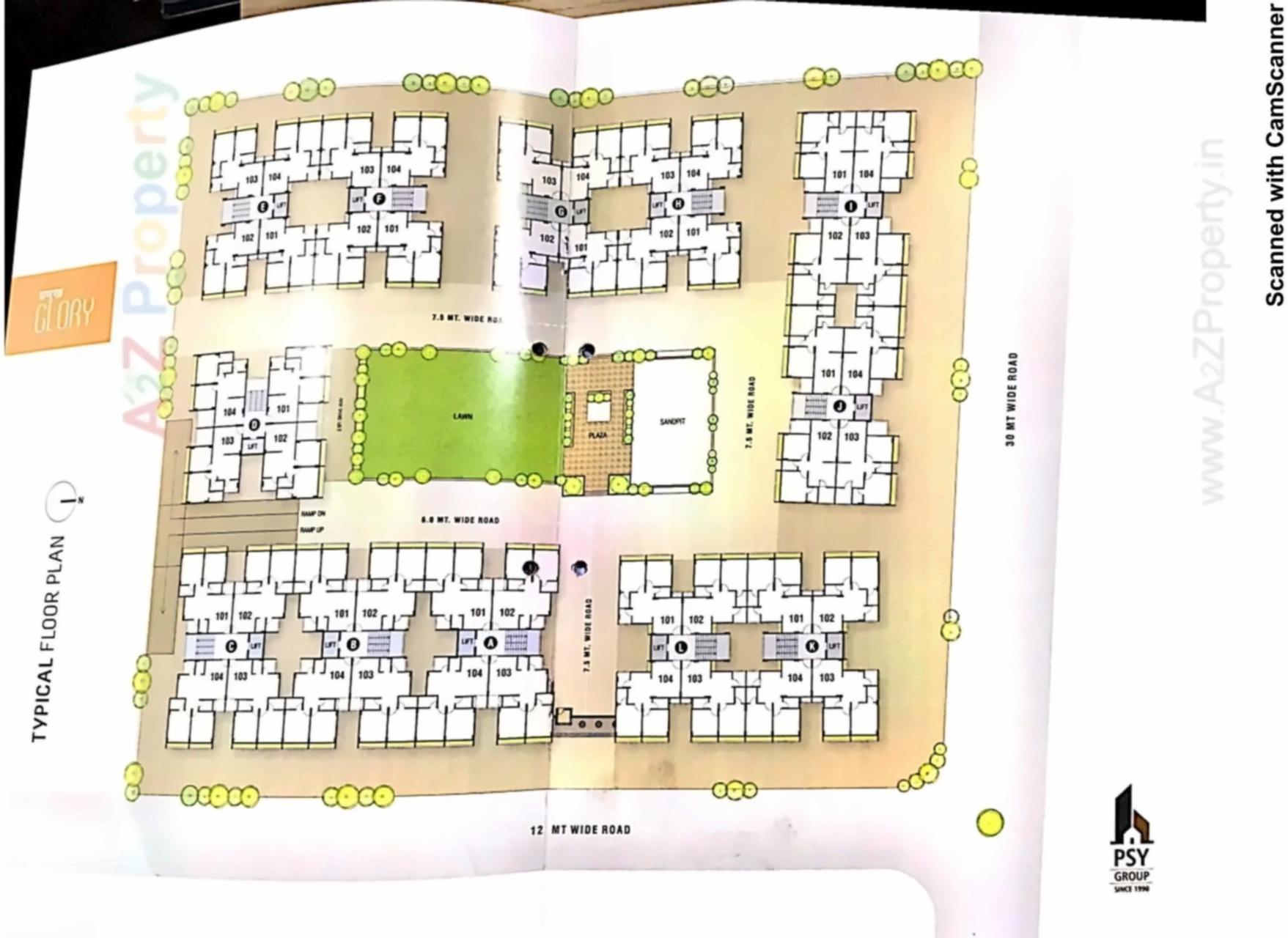Layout of real estate project Pramukh Glory located at Uvarsad, Gandhinagar, Gujarat