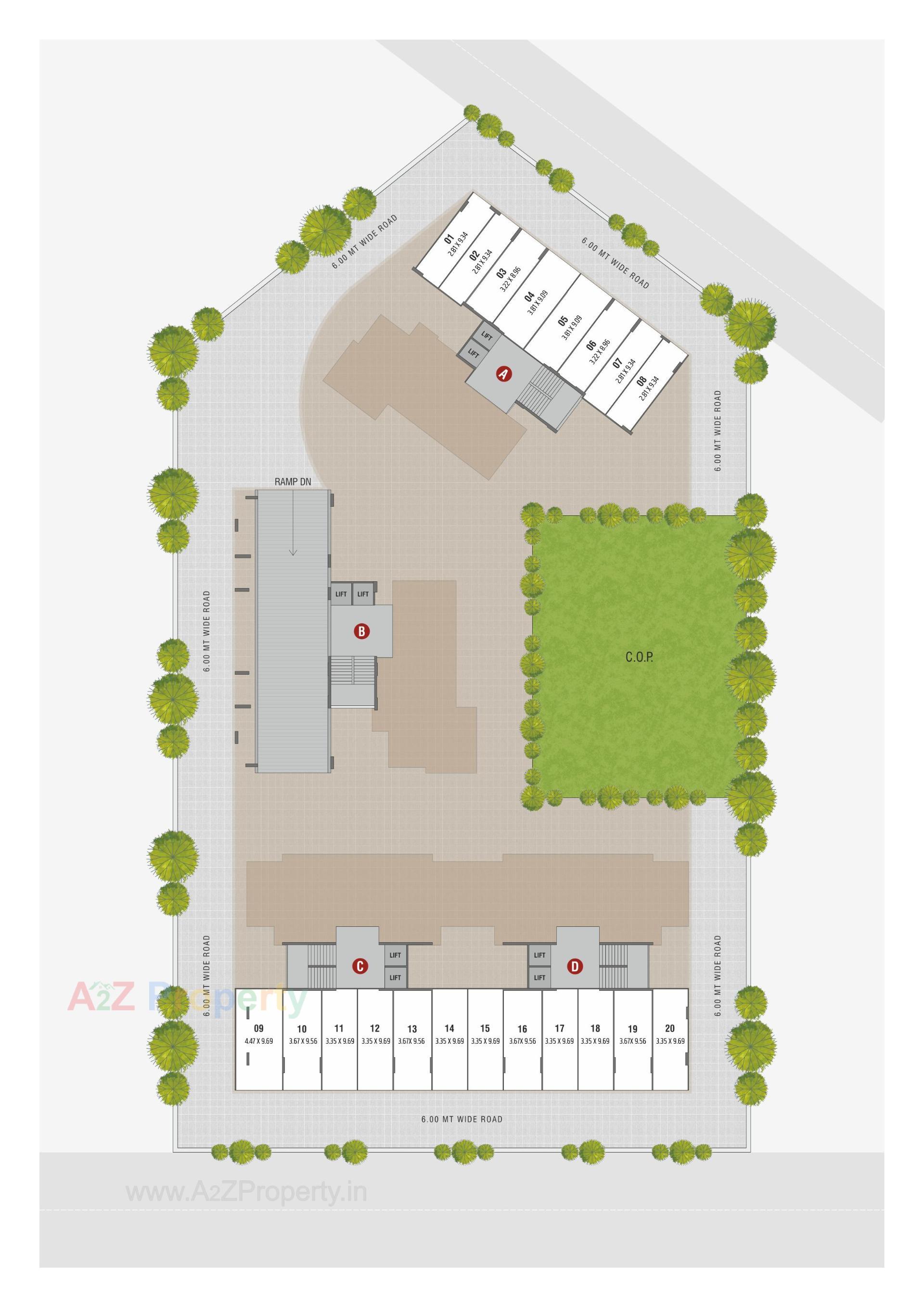 Layout of real estate project Pramukh Pentagon located at Por, Gandhinagar, Gujarat