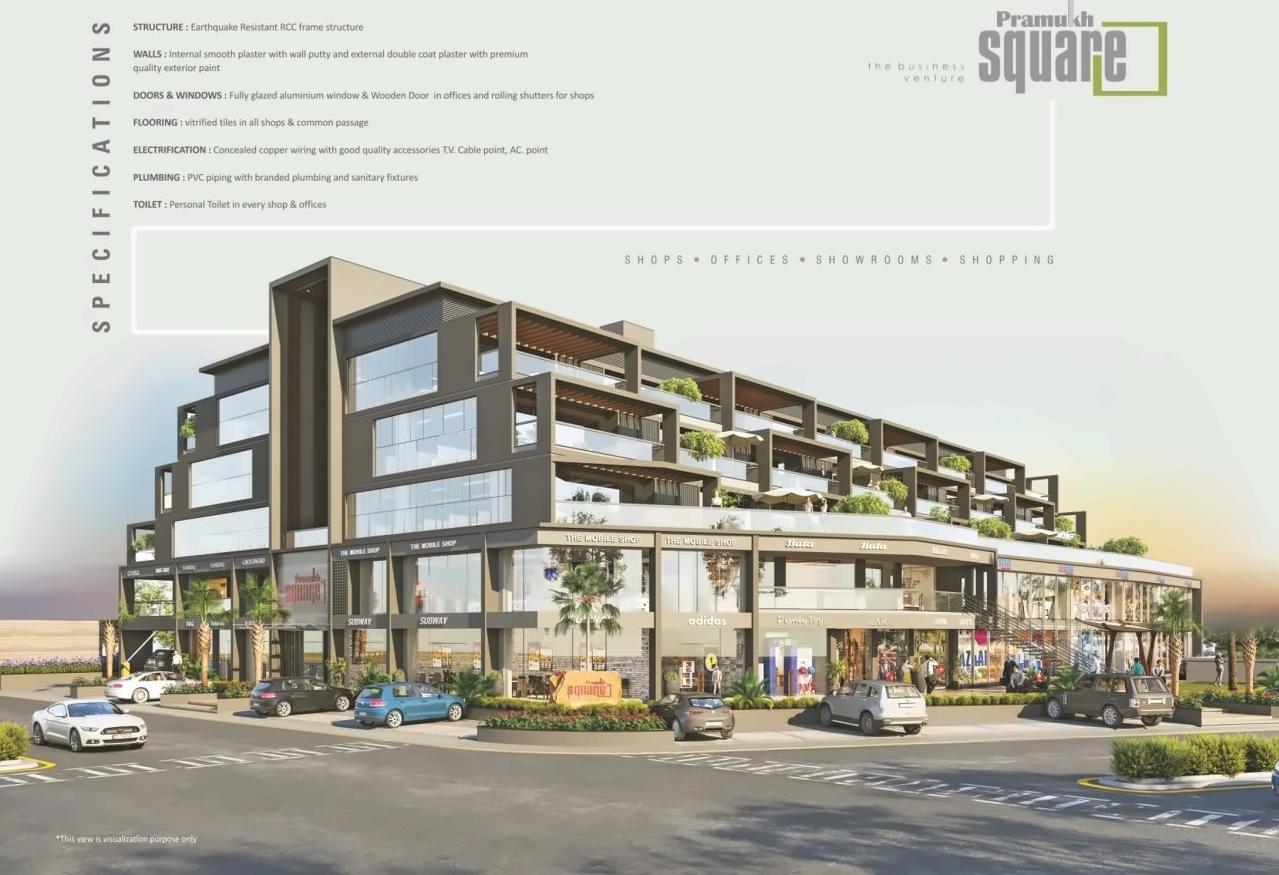 3D Elevation of real estate project Pramukh Square located at Sargasan, Gandhinagar, Gujarat