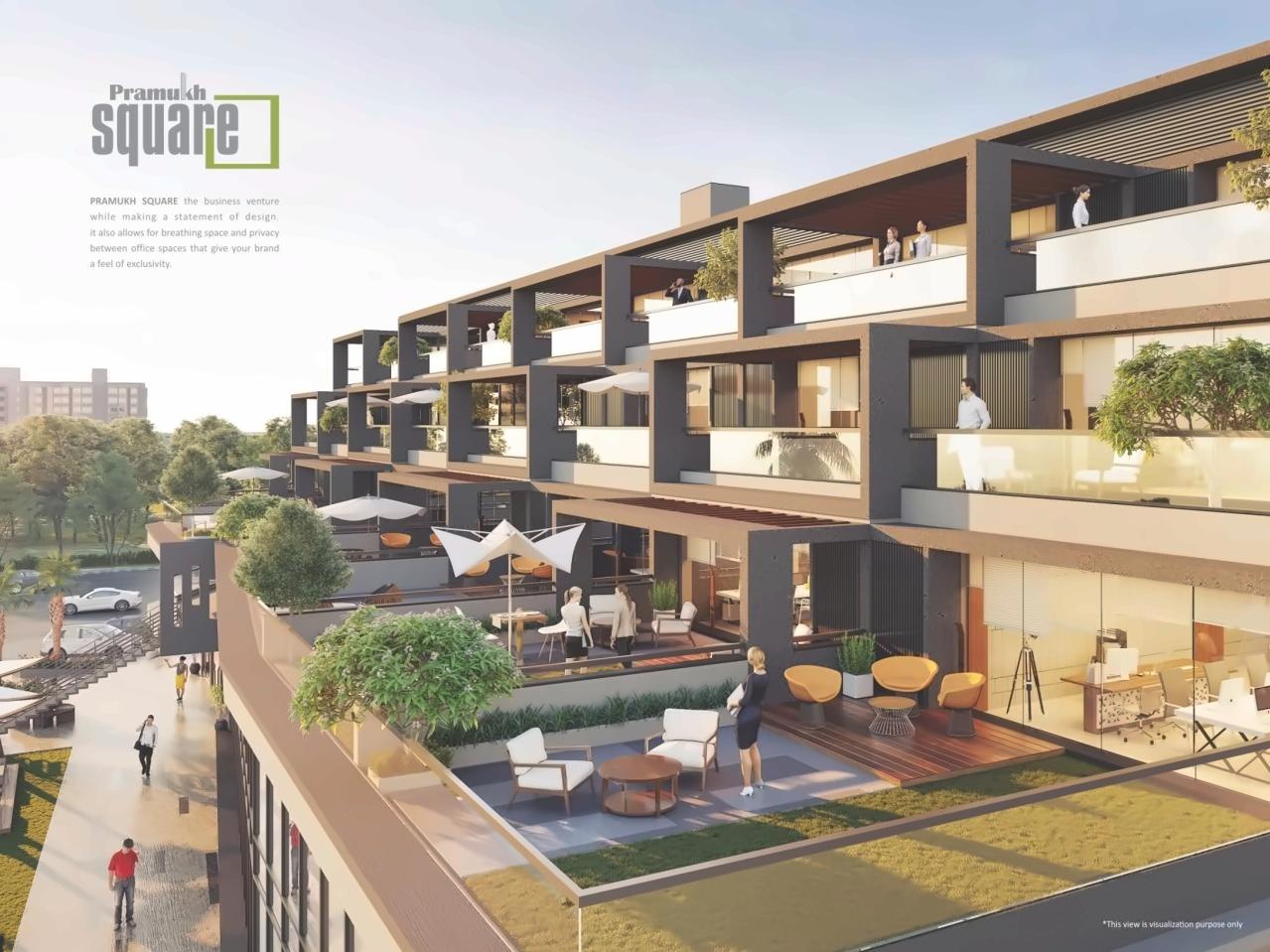 3D Elevation of real estate project Pramukh Square located at Sargasan, Gandhinagar, Gujarat