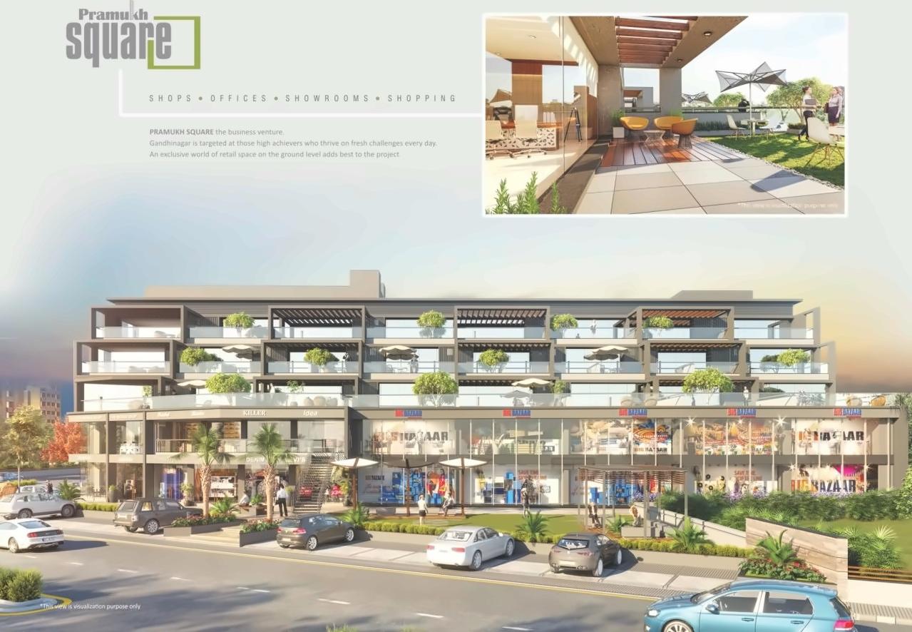 3D Elevation of real estate project Pramukh Square located at Sargasan, Gandhinagar, Gujarat