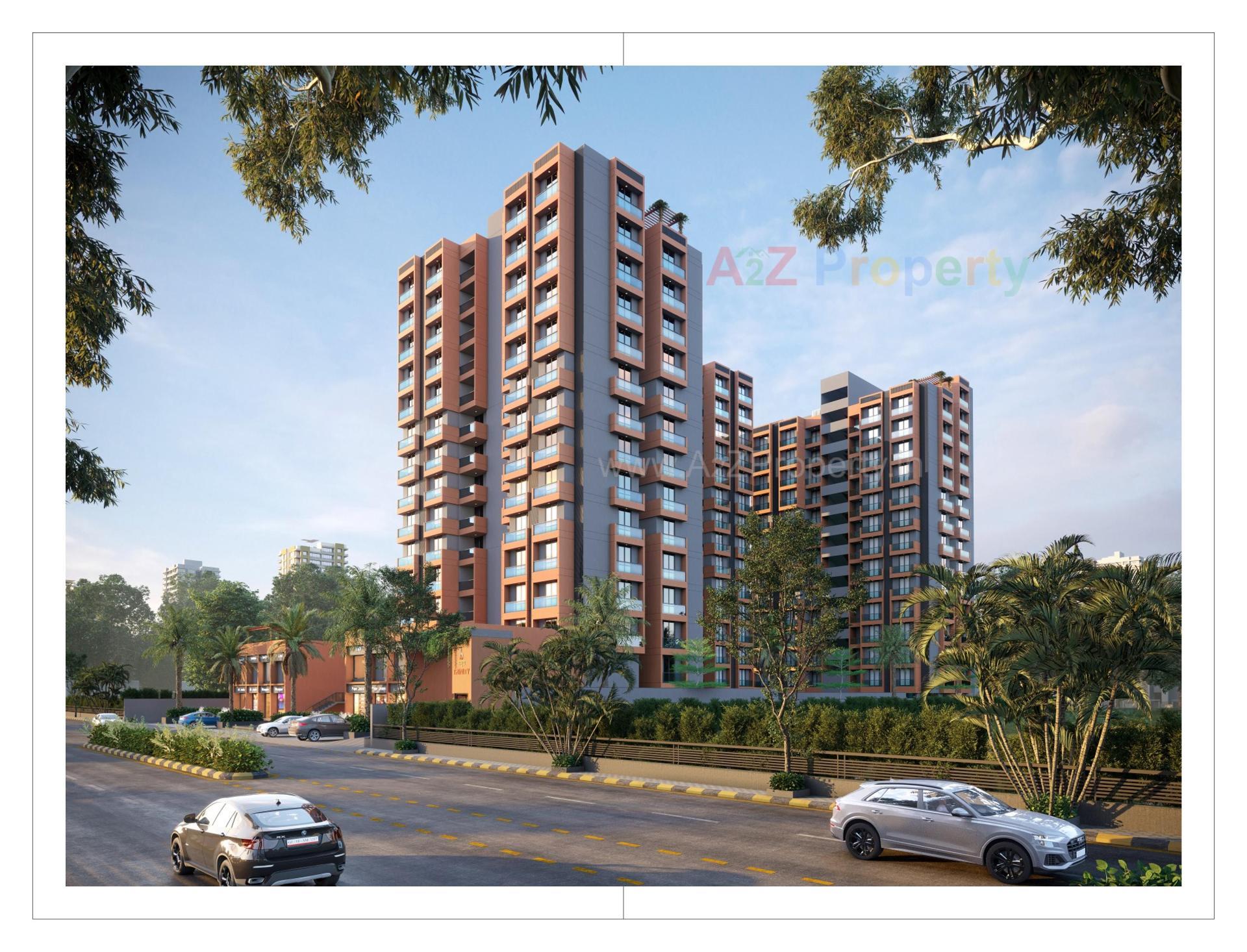 3D Elevation of real estate project Pramukh Trinity located at Uvarsad, Gandhinagar, Gujarat