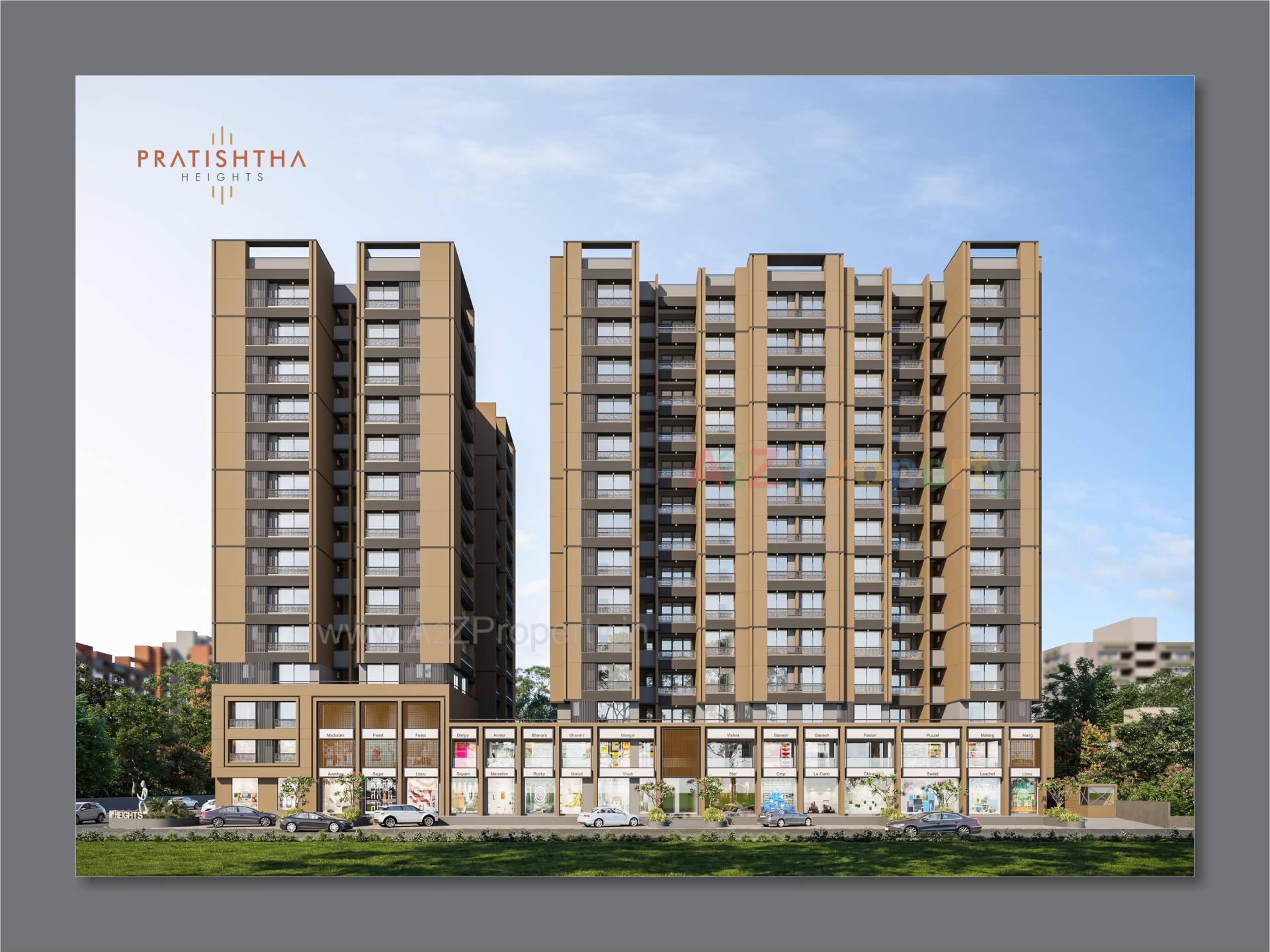3D Elevation of real estate project Pratishtha Heights located at Kudasan, Gandhinagar, Gujarat