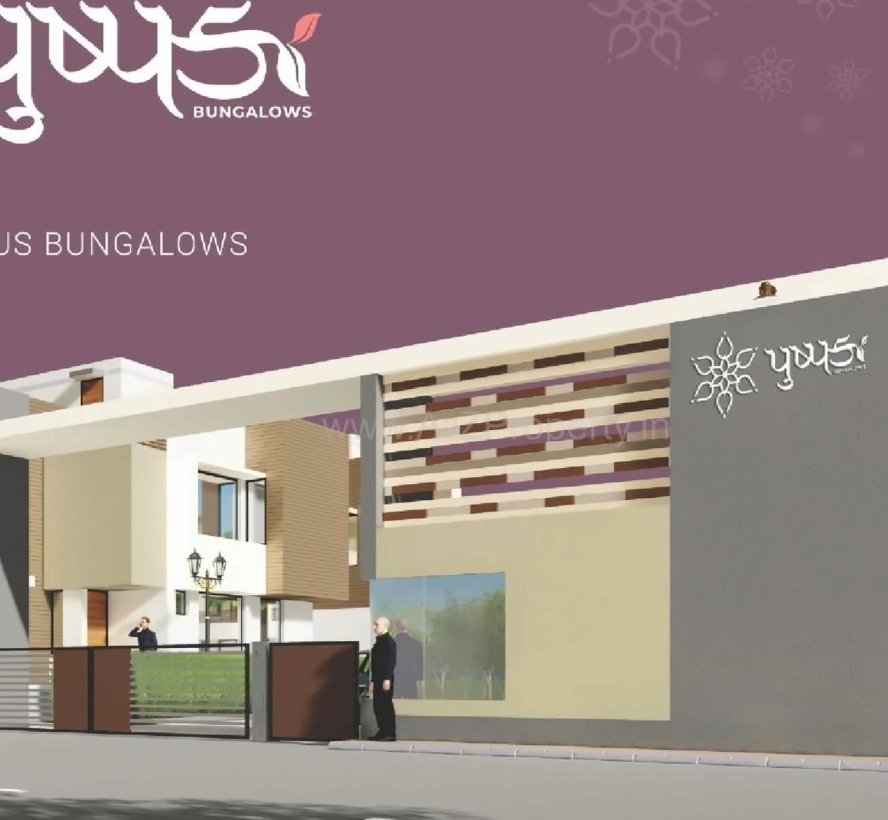 3D Elevation of real estate project Pushapak Bungalows located at Kalol, Gandhinagar, Gujarat