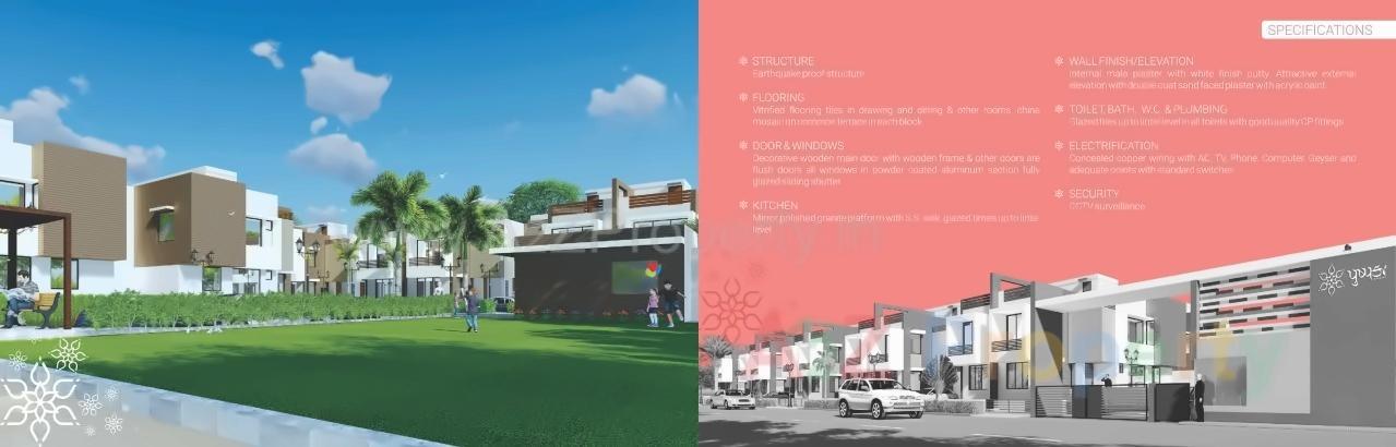 3D Elevation of real estate project Pushapak Bungalows located at Kalol, Gandhinagar, Gujarat