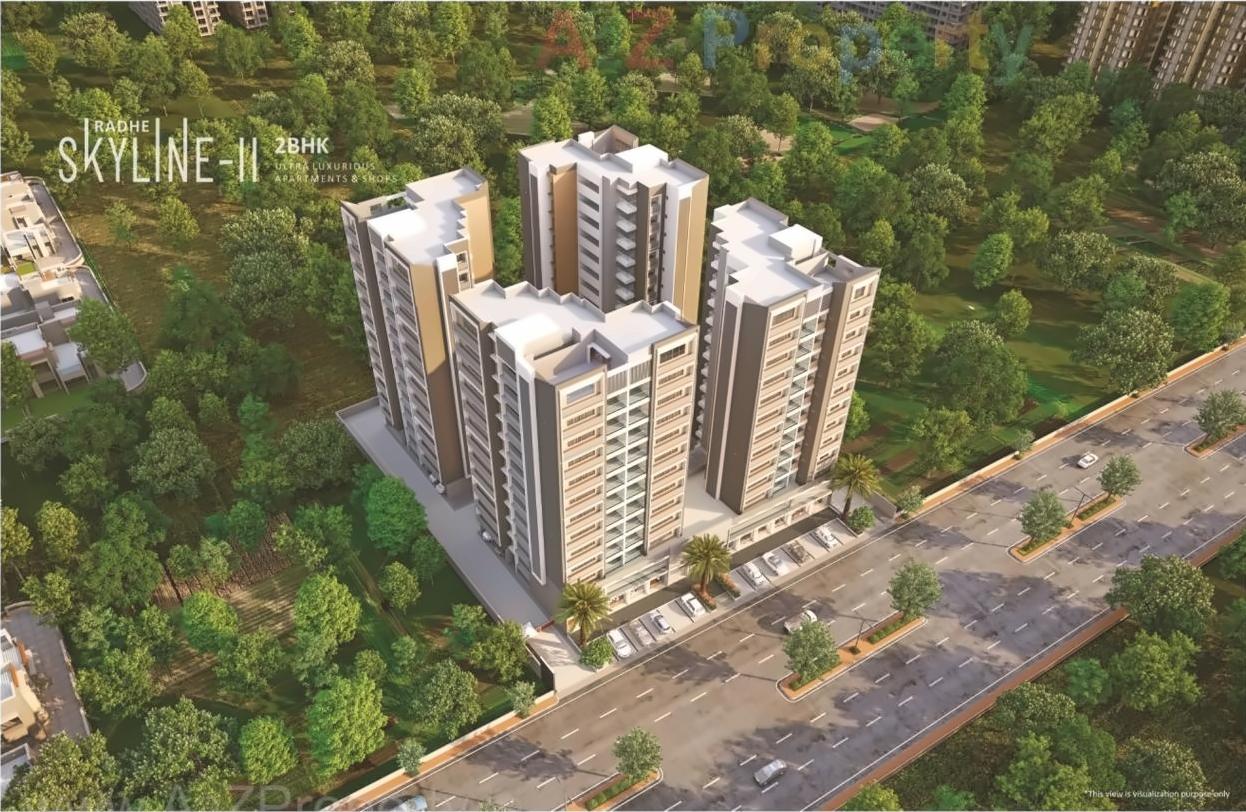 3D Elevation of real estate project Radhe Skyline located at Chiloda, Gandhinagar, Gujarat