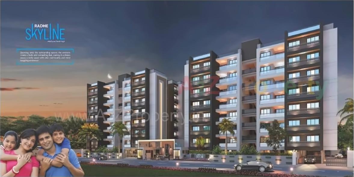 3D Elevation of real estate project Radhe Skyline located at Nana-chiloda, Gandhinagar, Gujarat