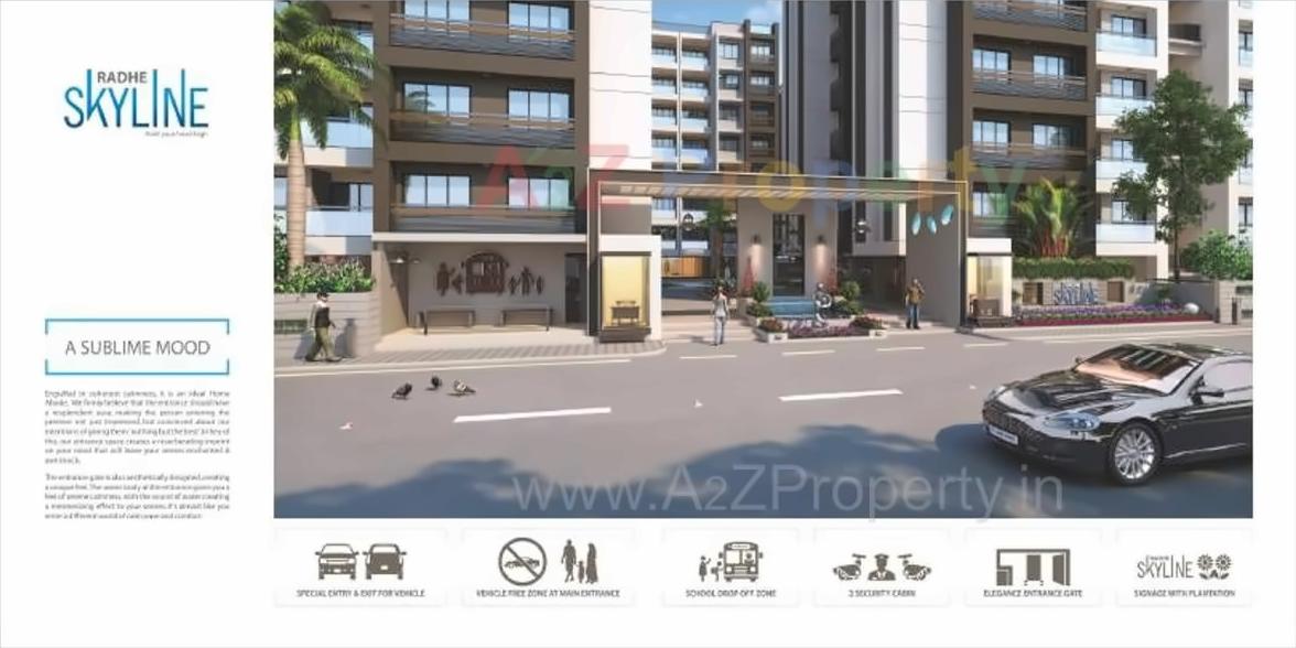 3D Elevation of real estate project Radhe Skyline located at Nana-chiloda, Gandhinagar, Gujarat