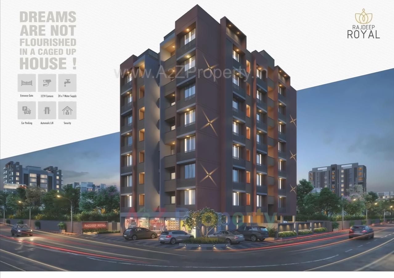 3D Elevation of real estate project Rajdeep Royal located at Arsodiya, Gandhinagar, Gujarat